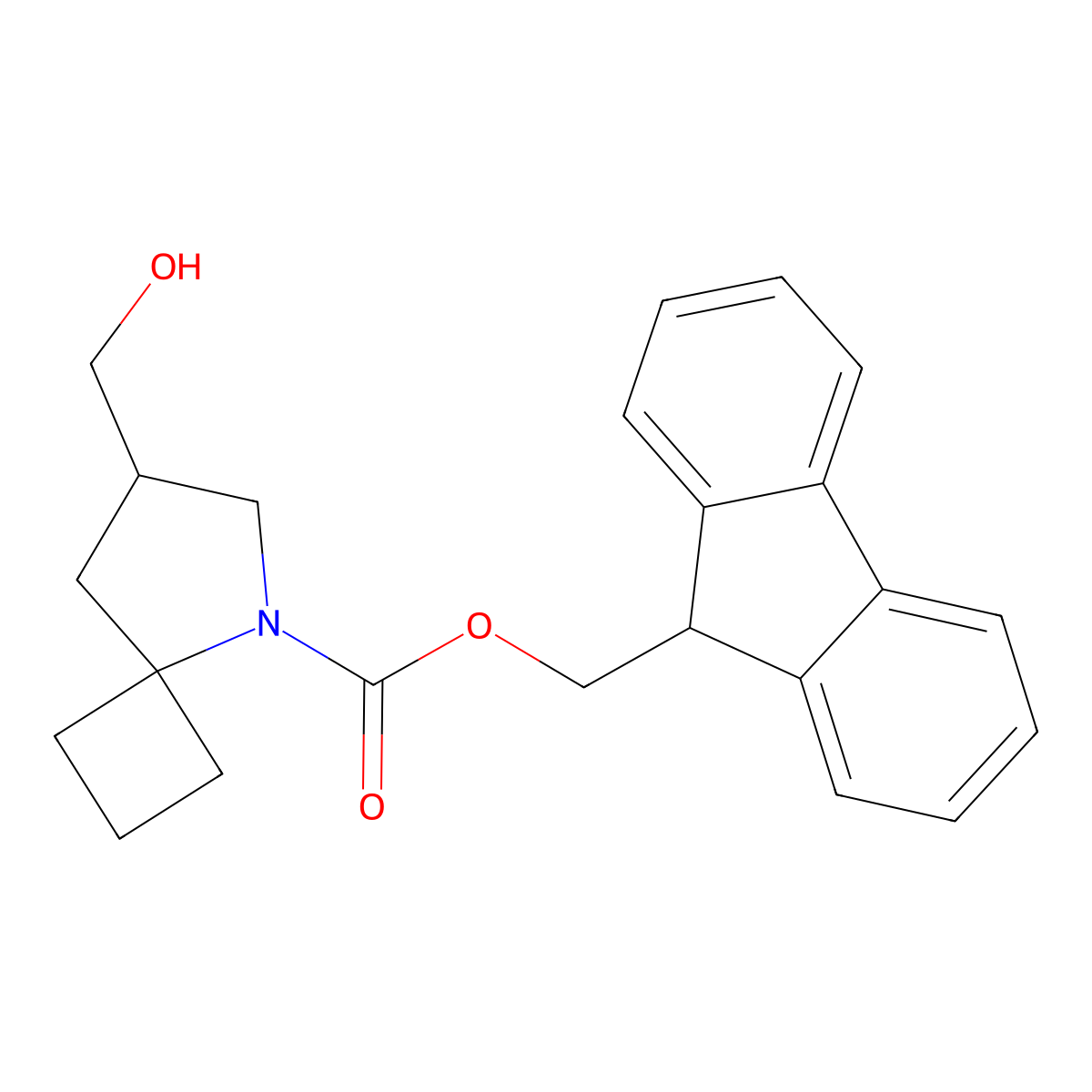 (9H-fluoren-9-yl)methyl 7-(hydroxymethyl)-5-azaspiro[3.4]octane-5-carboxylate molecular structure, CAS 2764014-57-3