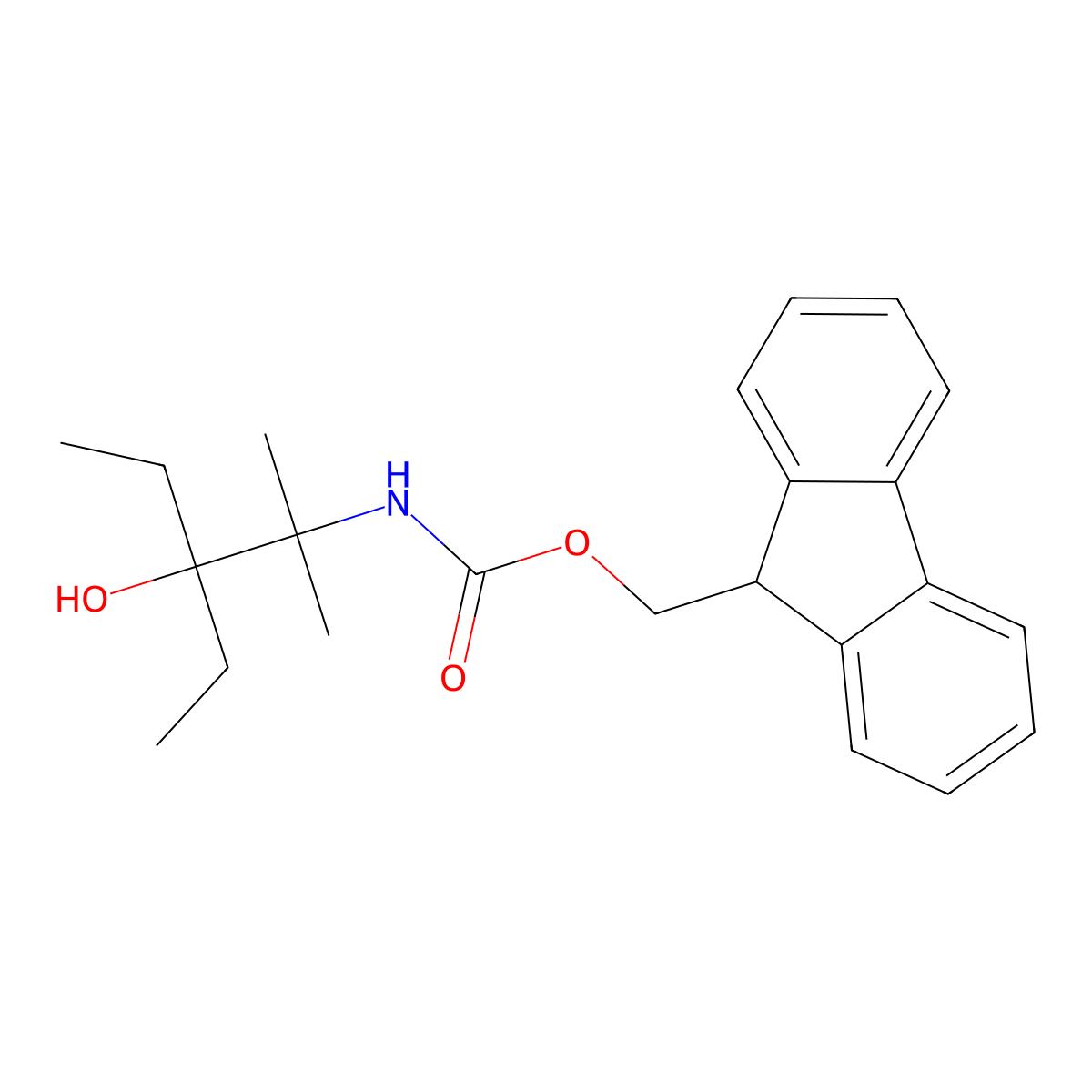 (9H-fluoren-9-yl)methyl N-(3-ethyl-3-hydroxy-2-methylpentan-2-yl)carbamate molecular structure, CAS 2764014-58-4
