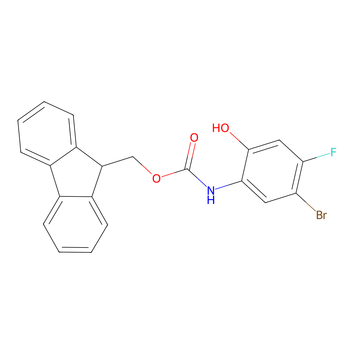(9H-fluoren-9-yl)methyl N-(5-bromo-4-fluoro-2-hydroxyphenyl)carbamate molecular structure, CAS 2764014-61-9