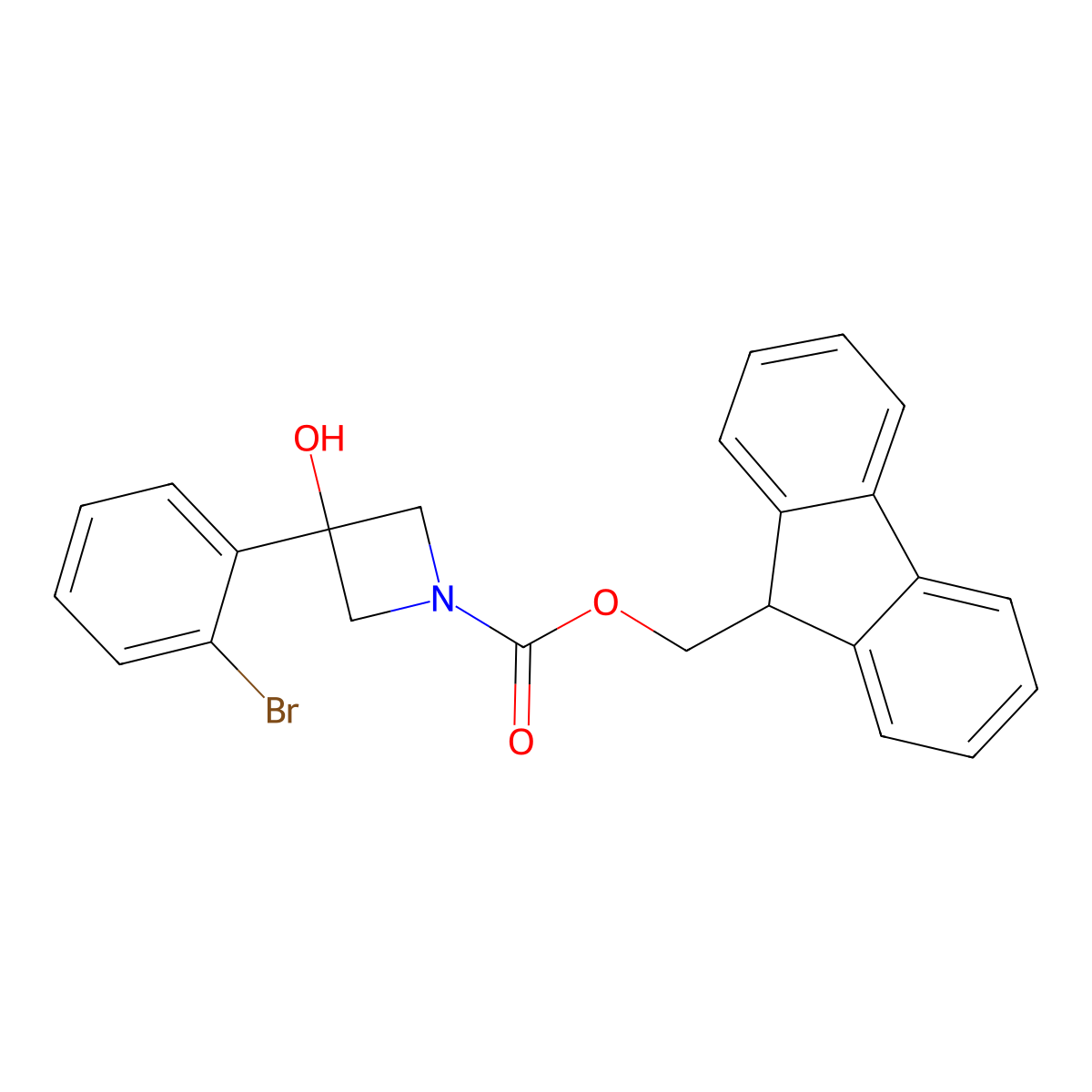 (9H-fluoren-9-yl)methyl 3-(2-bromophenyl)-3-hydroxyazetidine-1-carboxylate molecular structure, CAS 2764014-75-5