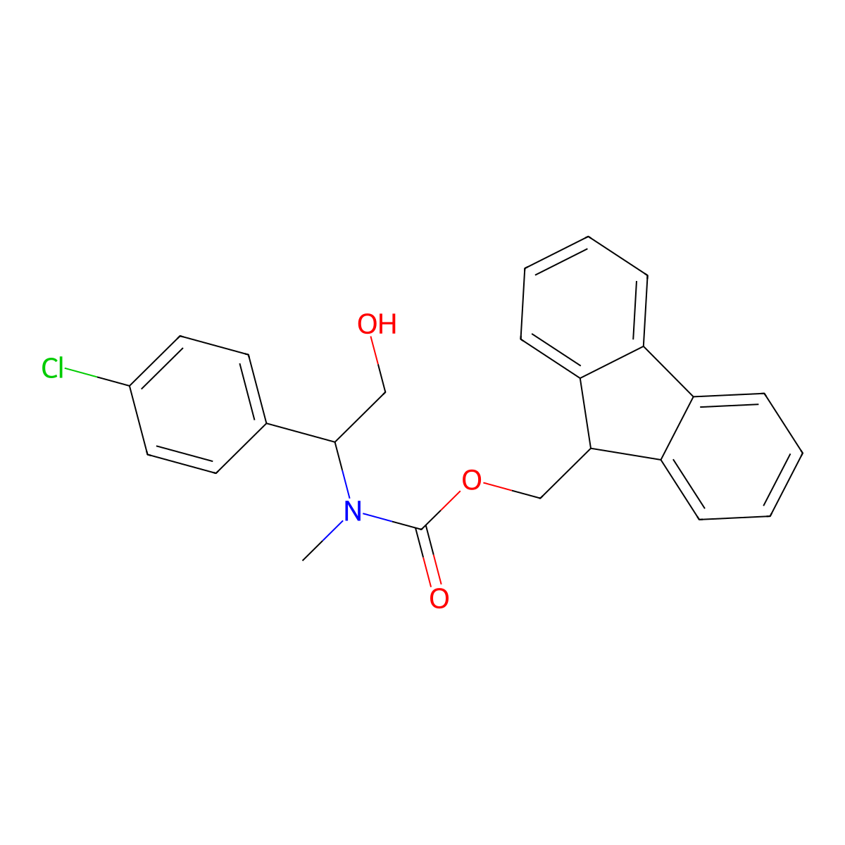 (9H-fluoren-9-yl)methyl N-[1-(4-chlorophenyl)-2-hydroxyethyl]-N-methylcarbamate molecular structure, CAS 2764014-76-6