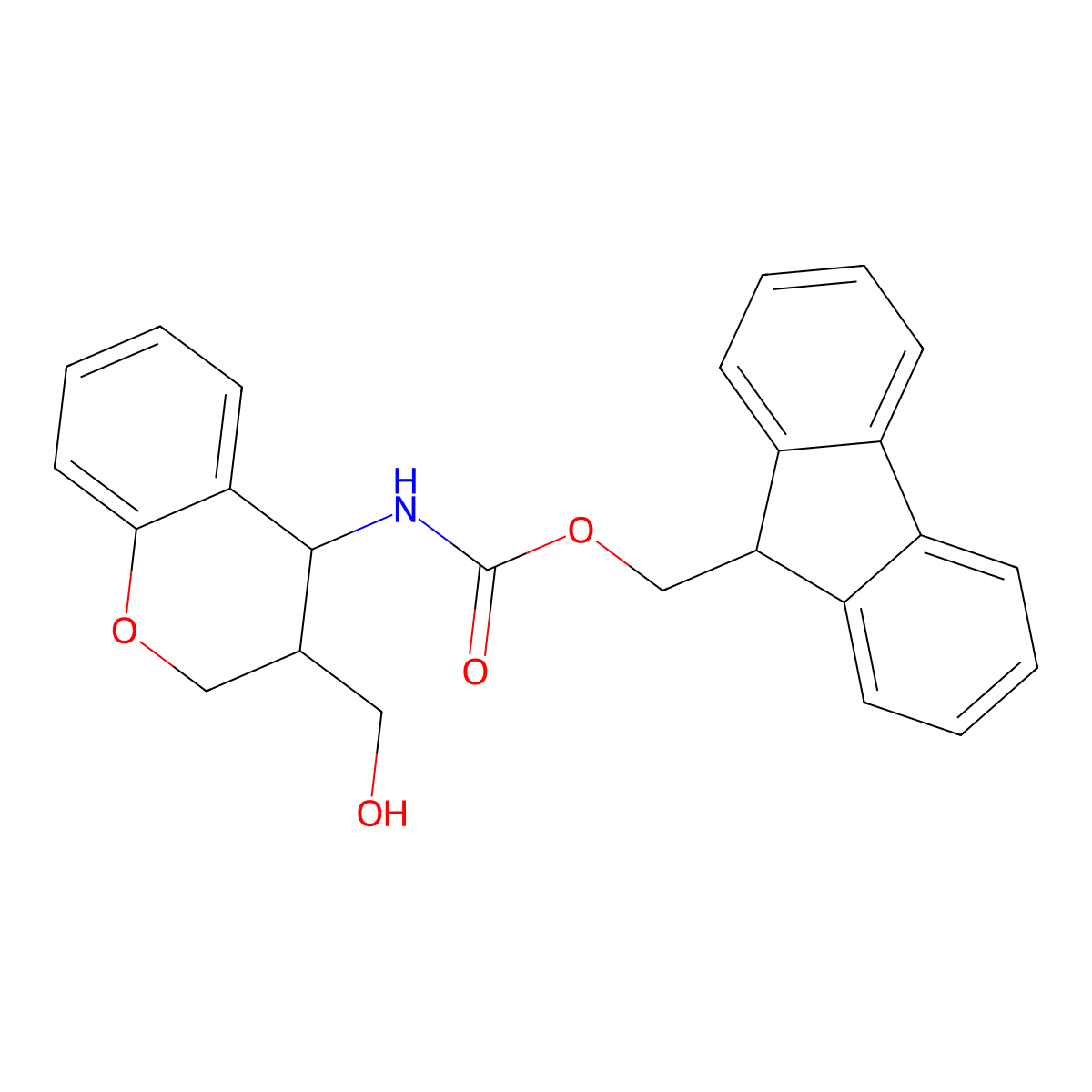 rac-(9H-fluoren-9-yl)methyl N-[(3R,4R)-3-(hydroxymethyl)-3,4-dihydro-2H-1-benzopyran-4-yl]carbamate molecular structure, CAS 2764014-78-8