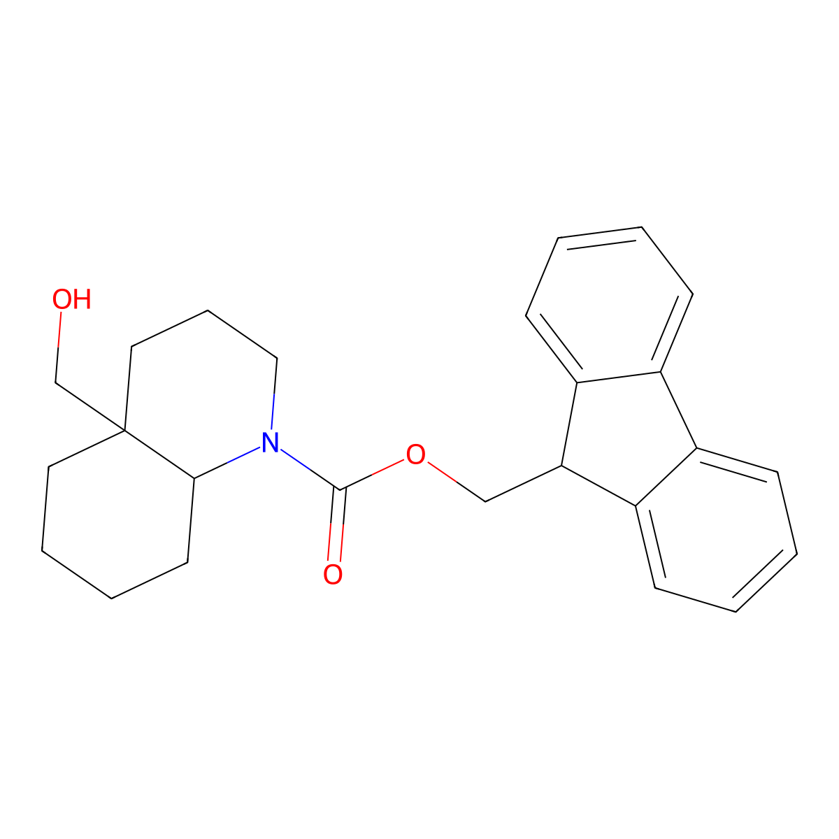 rac-(9H-fluoren-9-yl)methyl (4aR,8aR)-4a-(hydroxymethyl)-decahydroquinoline-1-carboxylate molecular structure, CAS 2764014-80-2