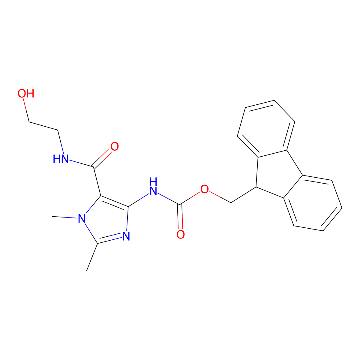 (9H-fluoren-9-yl)methyl N-{5-[(2-hydroxyethyl)carbamoyl]-1,2-dimethyl-1H-imidazol-4-yl}carbamate molecular structure, CAS 2764014-81-3