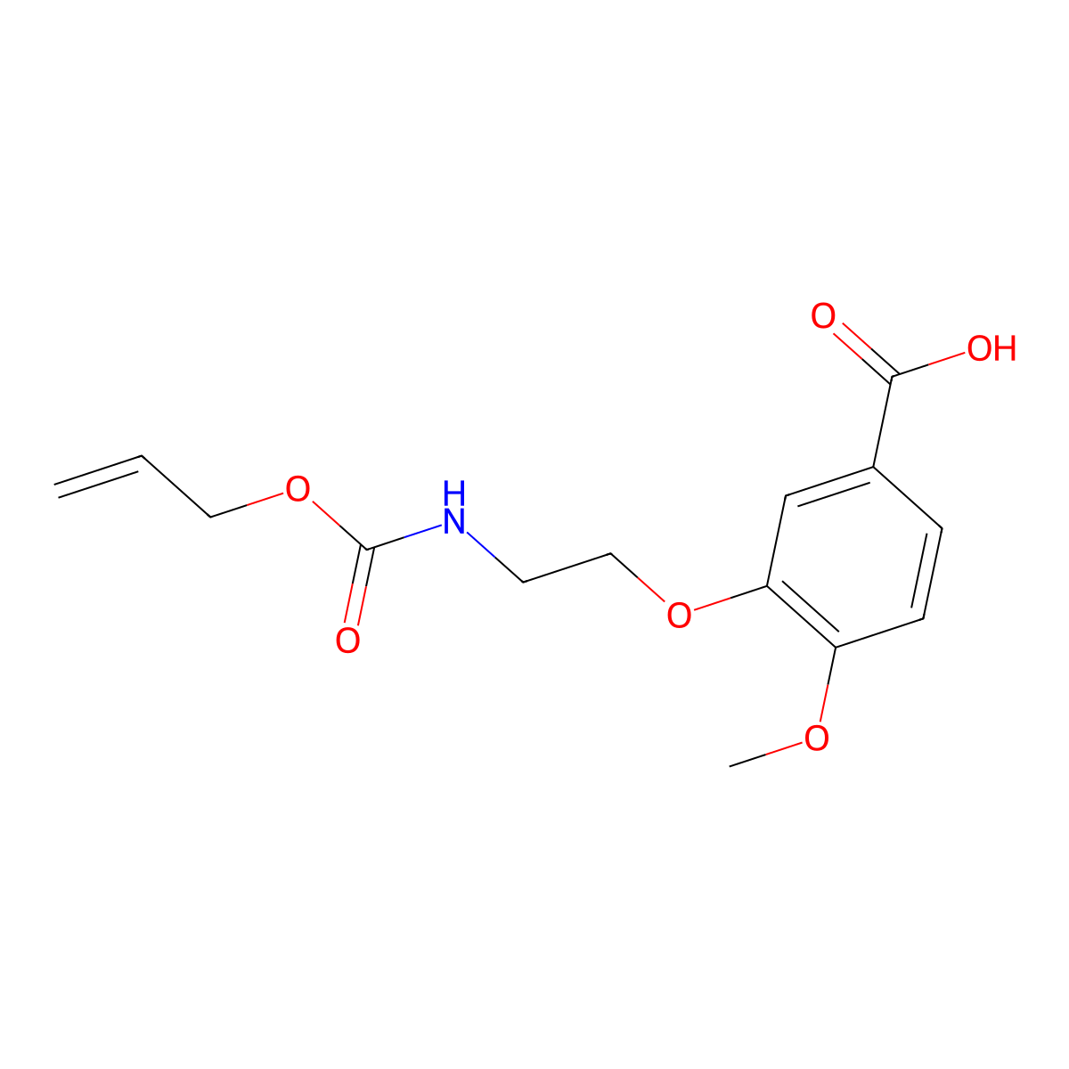 4-Methoxy-3-(2-{[(prop-2-en-1-yloxy)carbonyl]amino}ethoxy)benzoic acid molecular structure, CAS 2764014-82-4