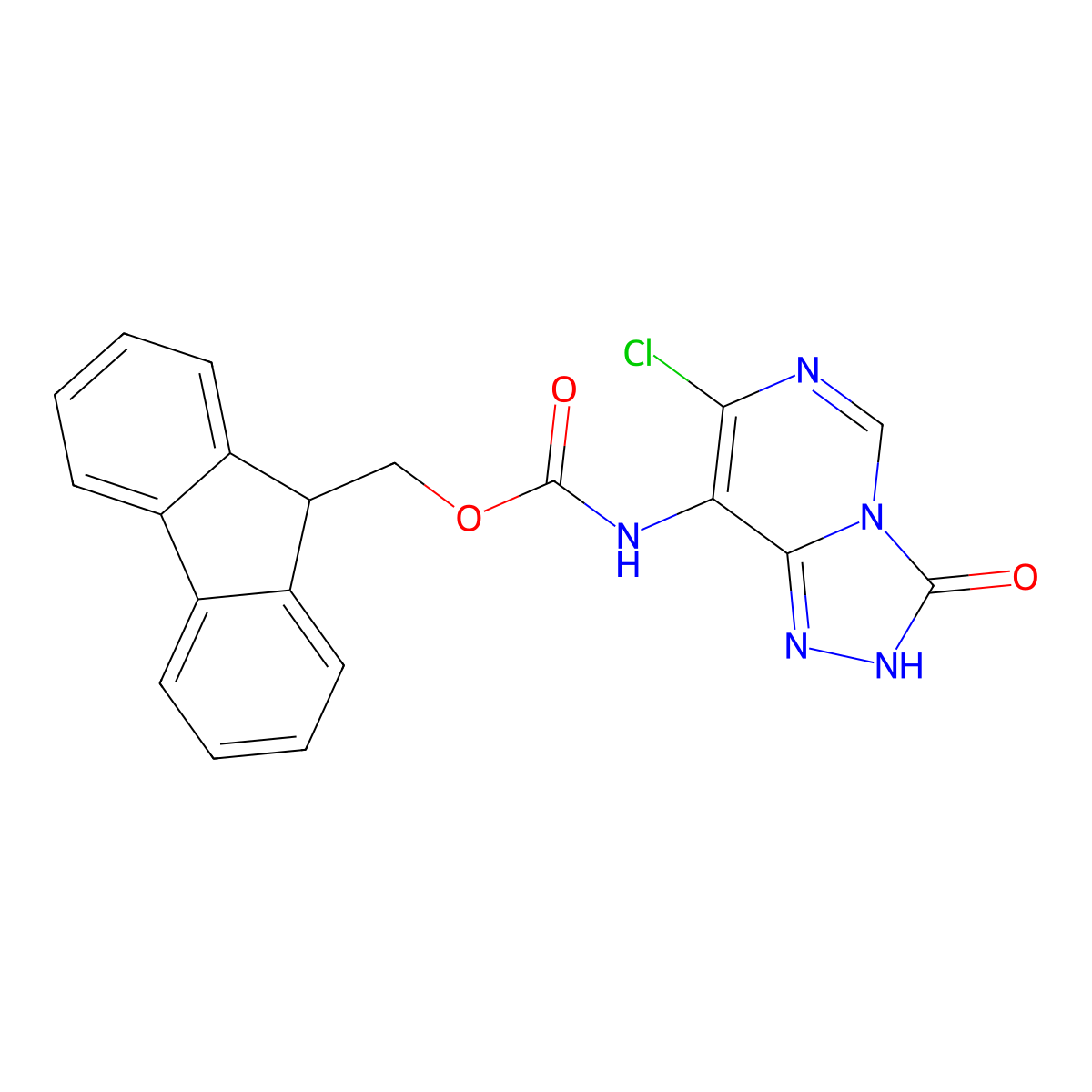 (9H-fluoren-9-yl)methyl N-{7-chloro-3-hydroxy-[1,2,4]triazolo[4,3-c]pyrimidin-8-yl}carbamate molecular structure, CAS 2764014-85-7