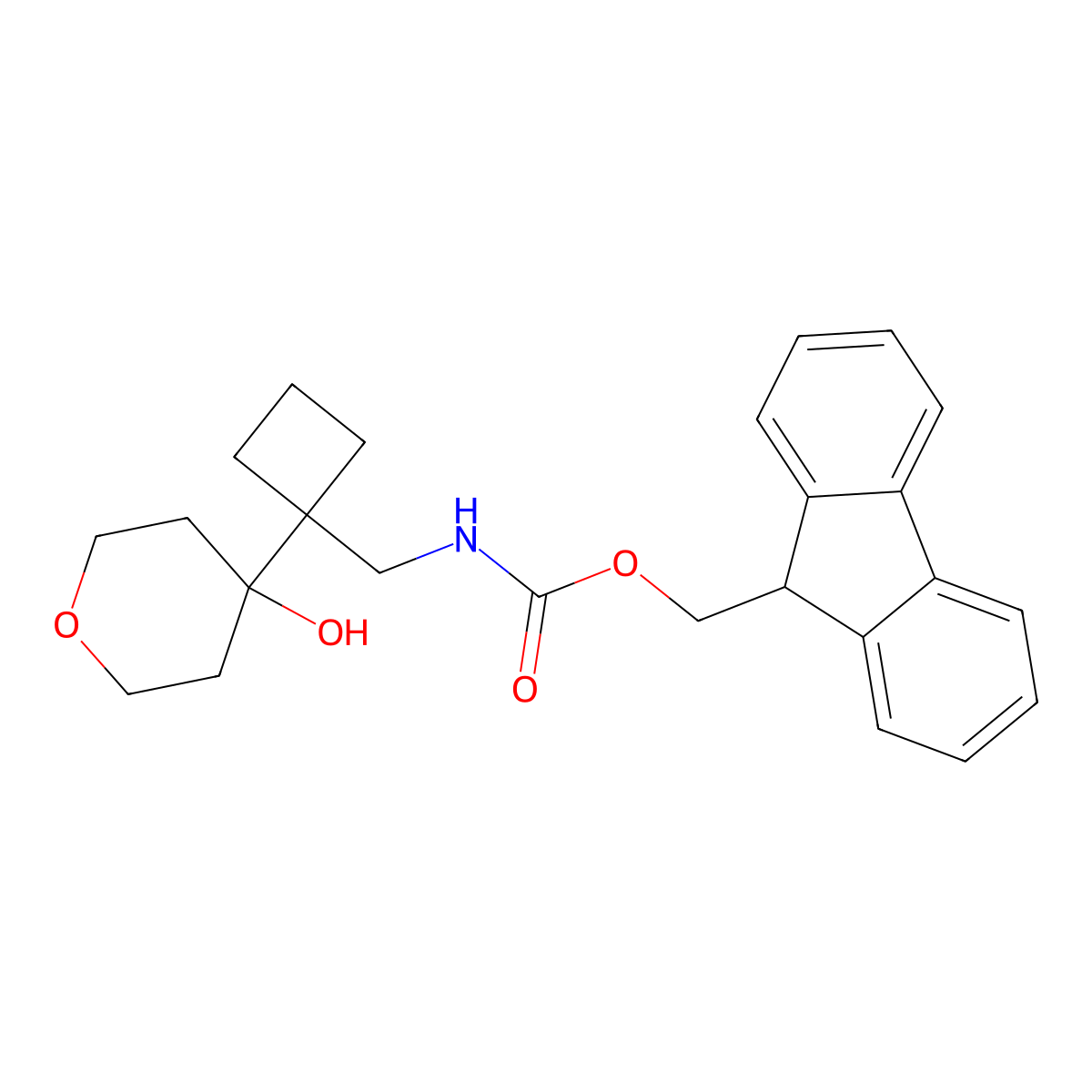 (9H-fluoren-9-yl)methyl N-{[1-(4-hydroxyoxan-4-yl)cyclobutyl]methyl}carbamate molecular structure, CAS 2764014-86-8