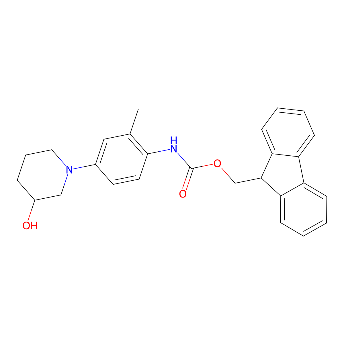 (9H-fluoren-9-yl)methyl N-[4-(3-hydroxypiperidin-1-yl)-2-methylphenyl]carbamate molecular structure, CAS 2764014-88-0