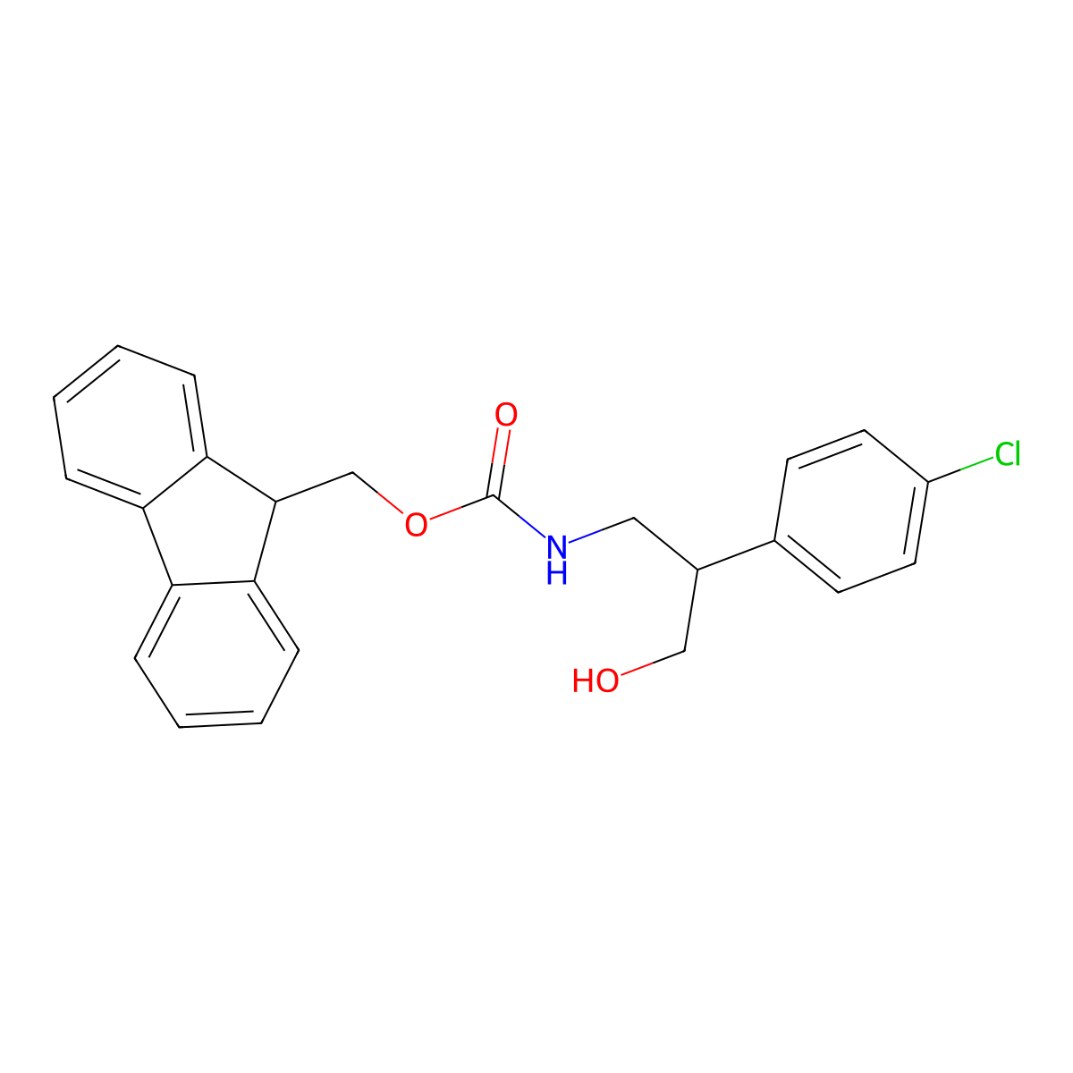 (9H-fluoren-9-yl)methyl N-[2-(4-chlorophenyl)-3-hydroxypropyl]carbamate molecular structure, CAS 2764014-89-1