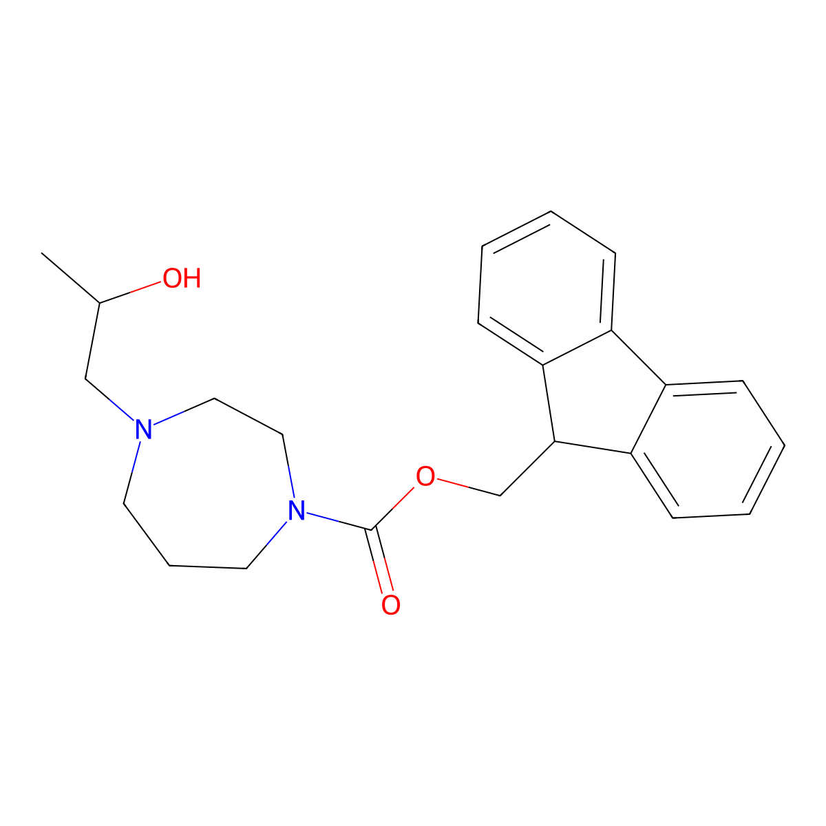 (9H-fluoren-9-yl)methyl 4-(2-hydroxypropyl)-1,4-diazepane-1-carboxylate molecular structure, CAS 2764014-94-8