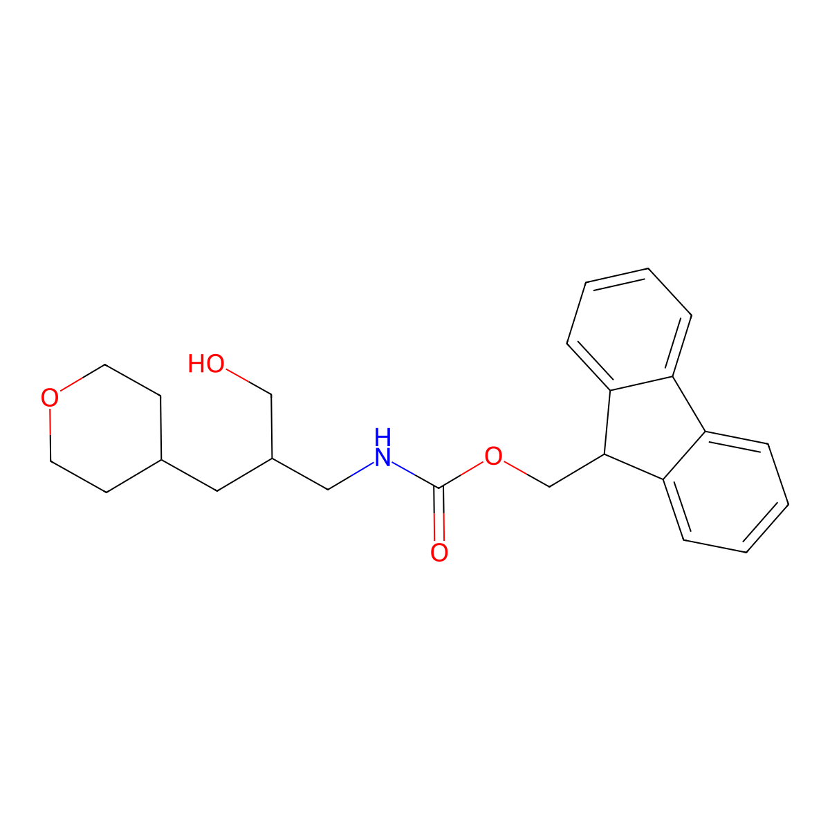 (9H-fluoren-9-yl)methyl N-{3-hydroxy-2-[(oxan-4-yl)methyl]propyl}carbamate molecular structure, CAS 2764014-96-0
