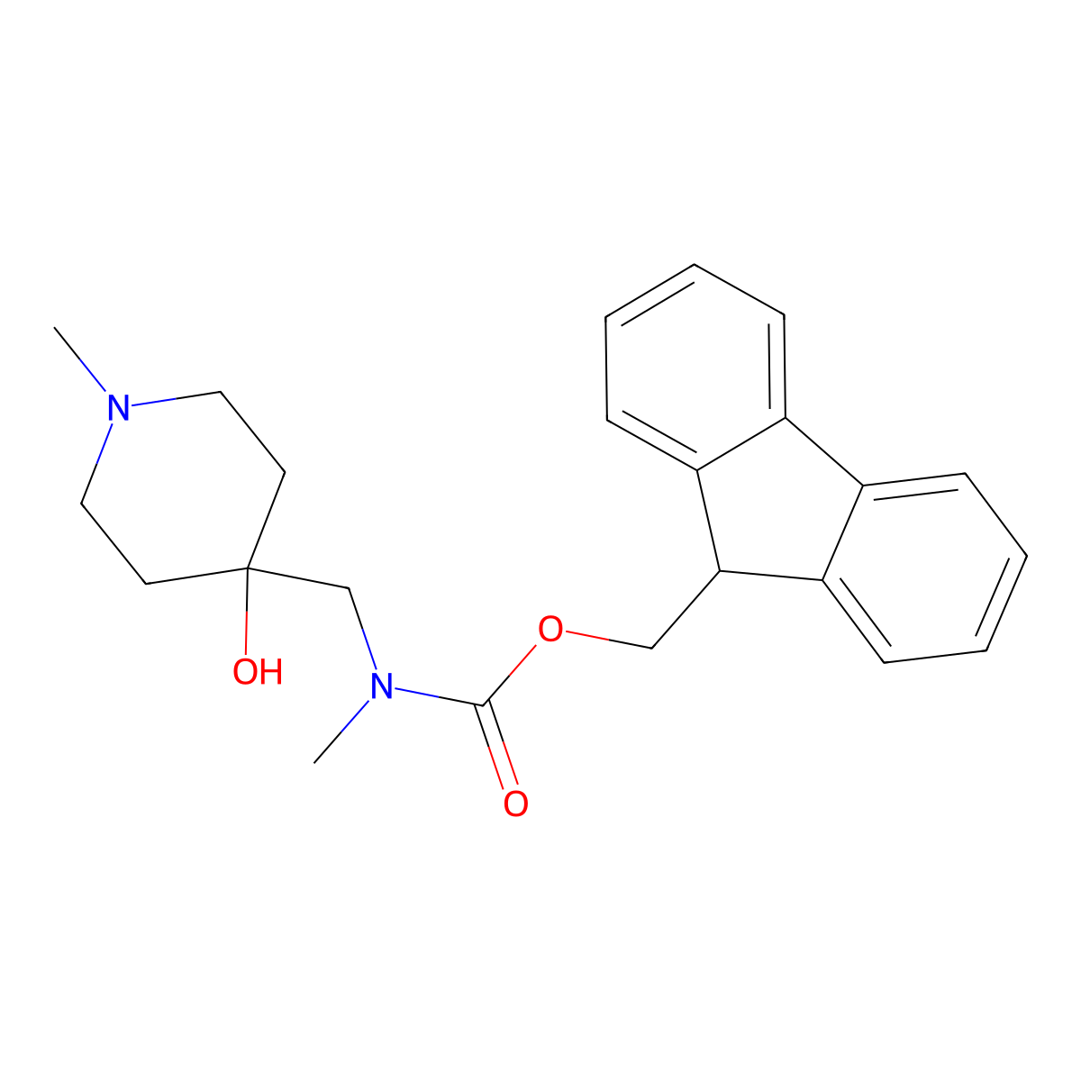 (9H-fluoren-9-yl)methyl N-[(4-hydroxy-1-methylpiperidin-4-yl)methyl]-N-methylcarbamate molecular structure, CAS 2764014-99-3