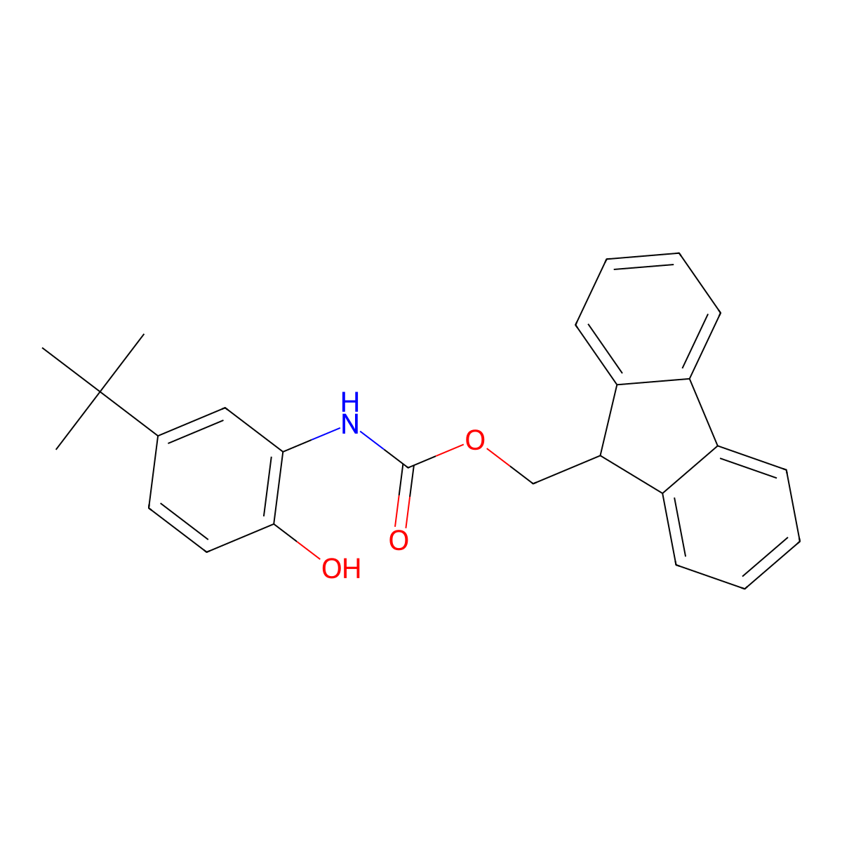 (9H-fluoren-9-yl)methyl N-(5-tert-butyl-2-hydroxyphenyl)carbamate molecular structure, CAS 2764015-04-3