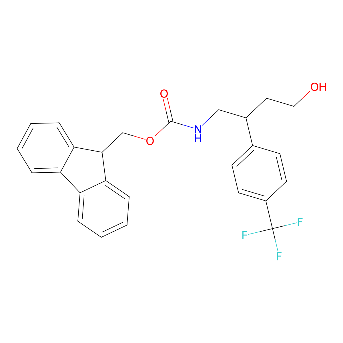 (9H-fluoren-9-yl)methyl N-{4-hydroxy-2-[4-(trifluoromethyl)phenyl]butyl}carbamate molecular structure, CAS 2764015-07-6