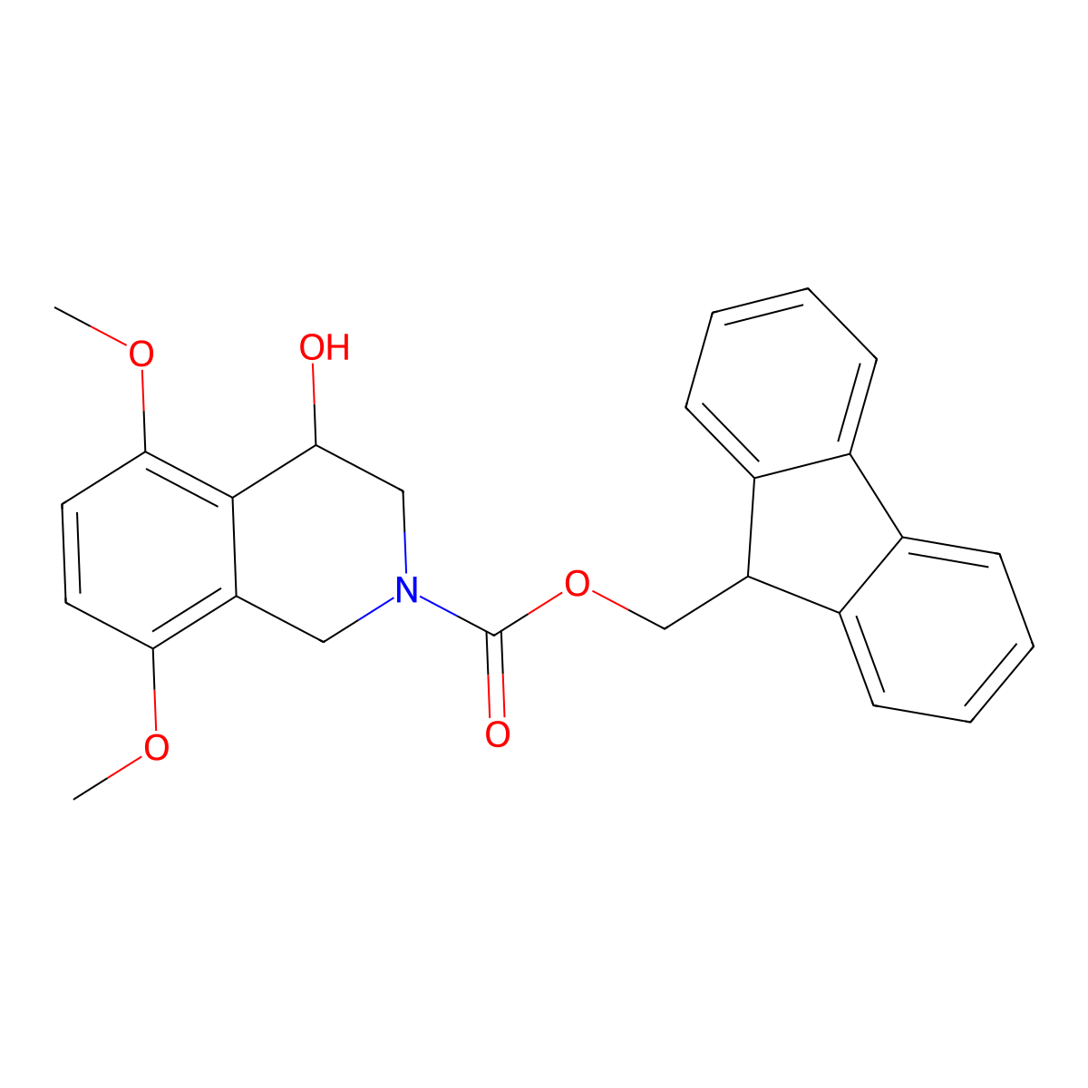 (9H-fluoren-9-yl)methyl 4-hydroxy-5,8-dimethoxy-1,2,3,4-tetrahydroisoquinoline-2-carboxylate molecular structure, CAS 2764015-08-7