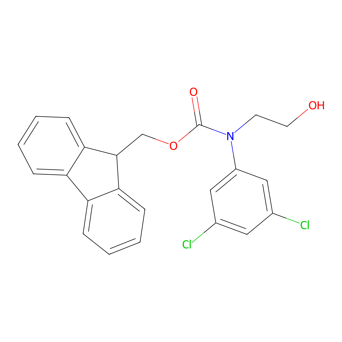 (9H-fluoren-9-yl)methyl N-(3,5-dichlorophenyl)-N-(2-hydroxyethyl)carbamate molecular structure, CAS 2764015-10-1