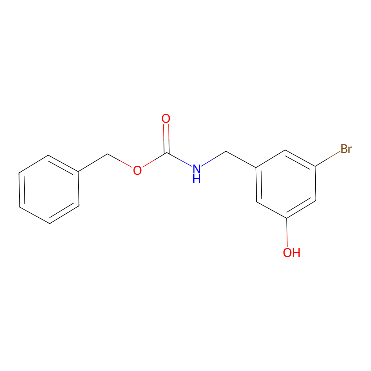 benzyl N-[(3-bromo-5-hydroxyphenyl)methyl]carbamate molecular structure, CAS 2764015-13-4