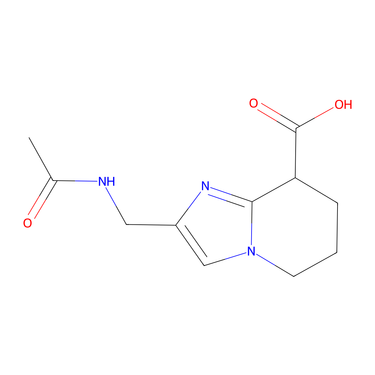 2-(acetamidomethyl)-5H,6H,7H,8H-imidazo[1,2-a]pyridine-8-carboxylic acid molecular structure, CAS 2764015-15-6