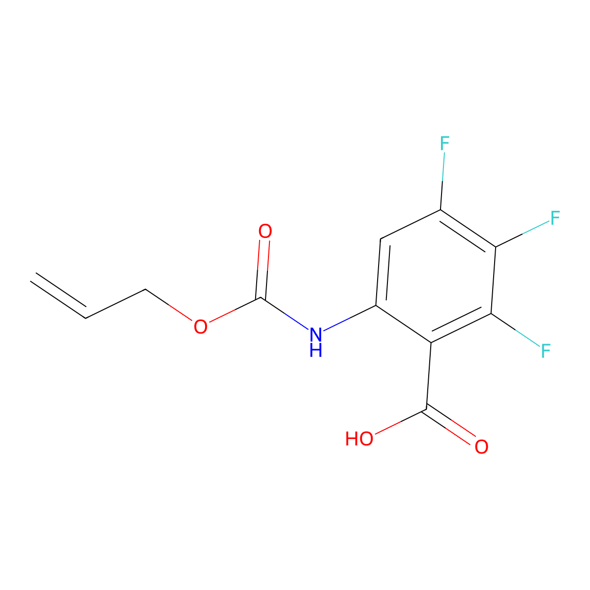2,3,4-Trifluoro-6-{[(prop-2-en-1-yloxy)carbonyl]amino}benzoic acid molecular structure, CAS 2764015-19-0