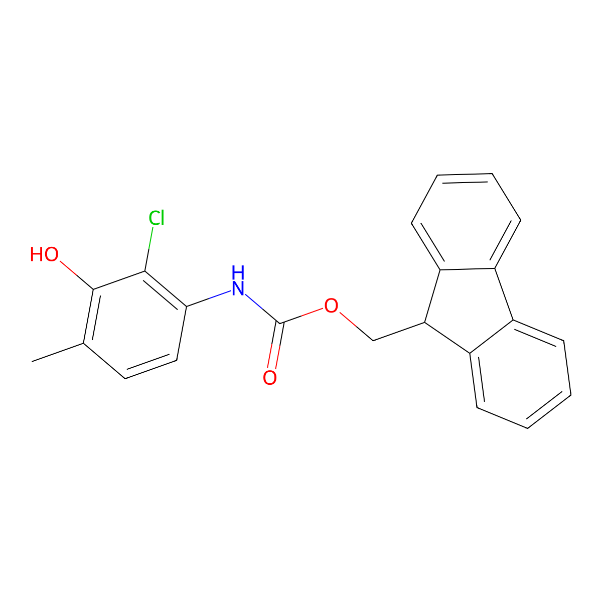 (9H-fluoren-9-yl)methyl N-(2-chloro-3-hydroxy-4-methylphenyl)carbamate molecular structure, CAS 2764015-20-3