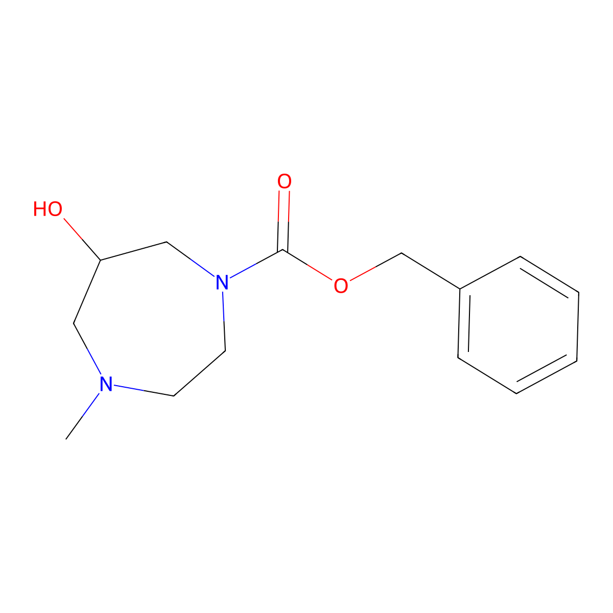 Benzyl 6-hydroxy-4-methyl-1,4-diazepane-1-carboxylate molecular structure, CAS 2764015-24-7