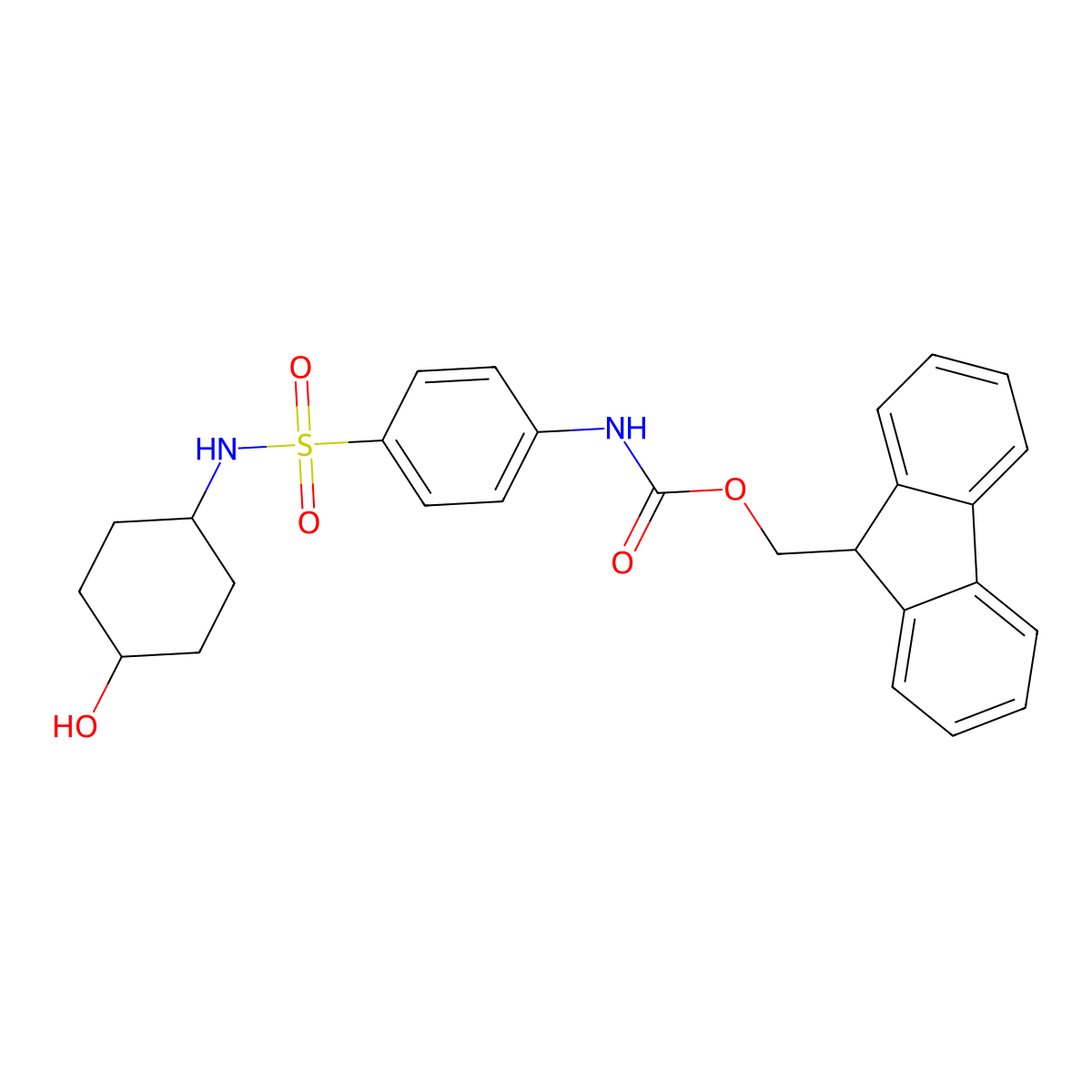 (9H-fluoren-9-yl)methyl N-{4-[(4-hydroxycyclohexyl)sulfamoyl]phenyl}carbamate molecular structure, CAS 2764015-25-8