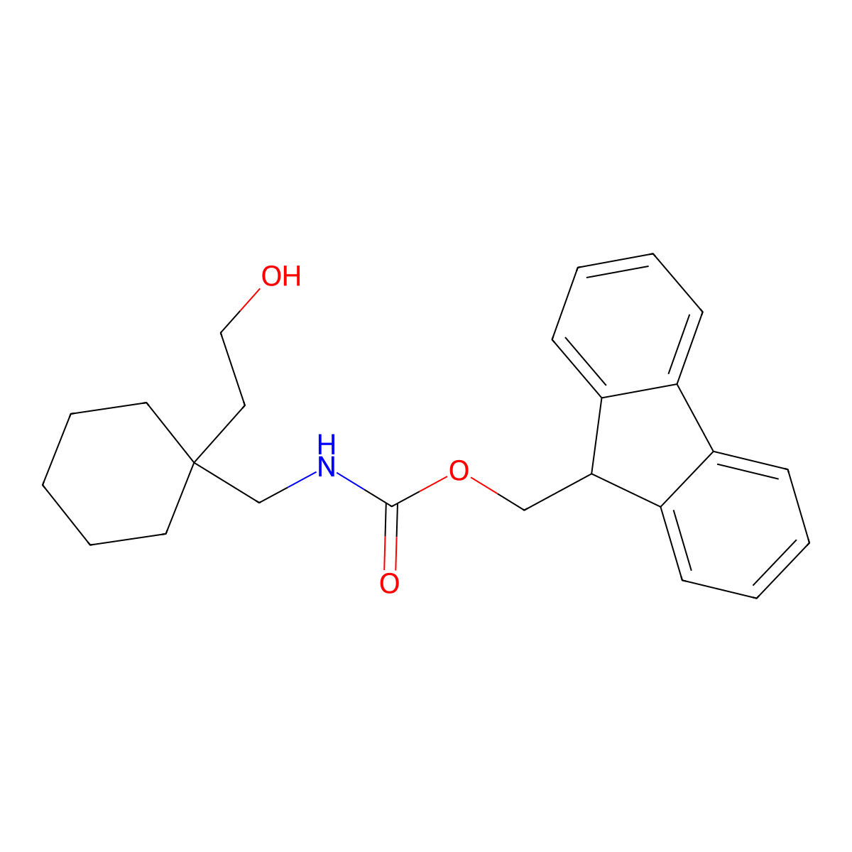 (9H-fluoren-9-yl)methyl N-{[1-(2-hydroxyethyl)cyclohexyl]methyl}carbamate molecular structure, CAS 2764015-27-0