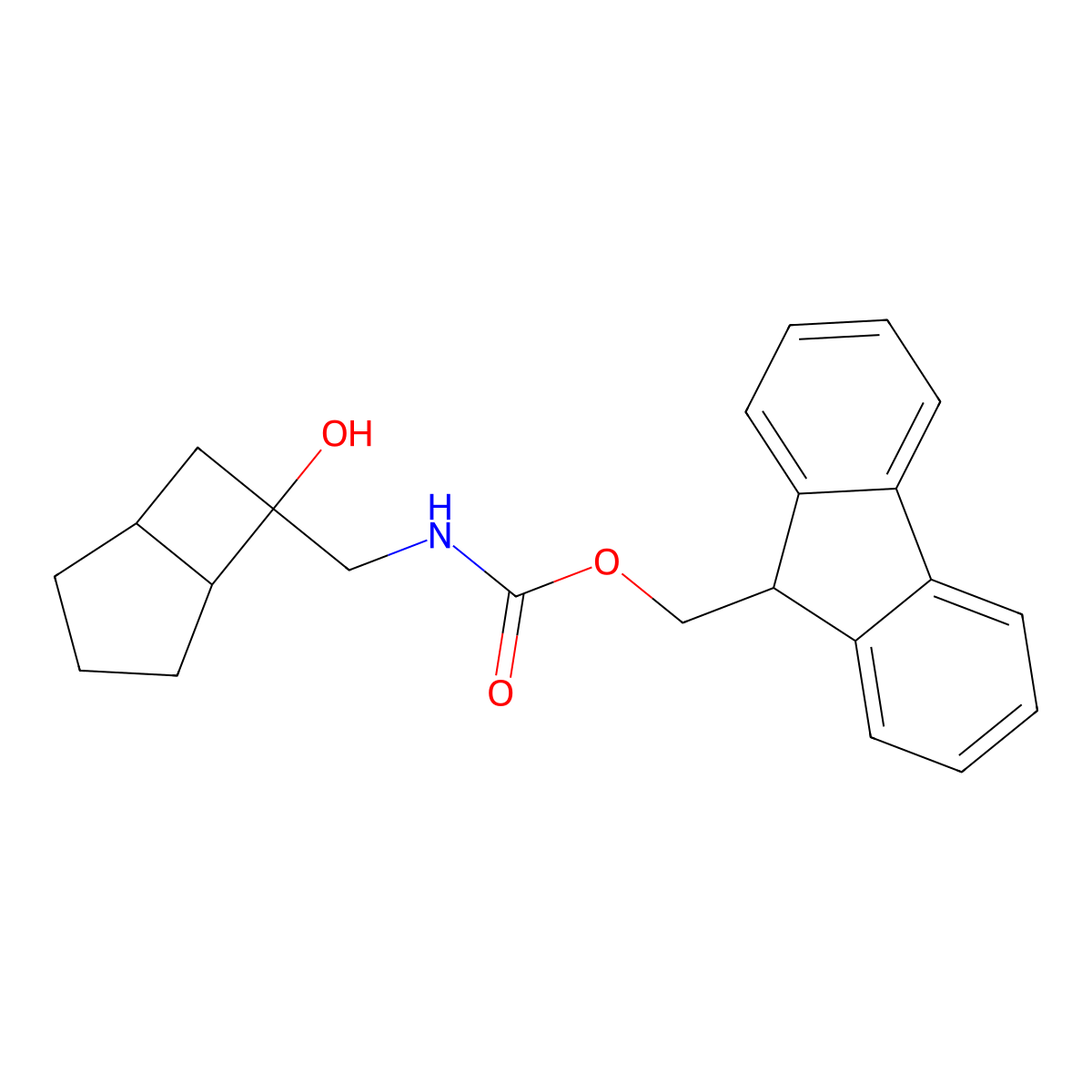 (9H-fluoren-9-yl)methyl N-({6-hydroxybicyclo[3.2.0]heptan-6-yl}methyl)carbamate molecular structure, CAS 2764015-28-1