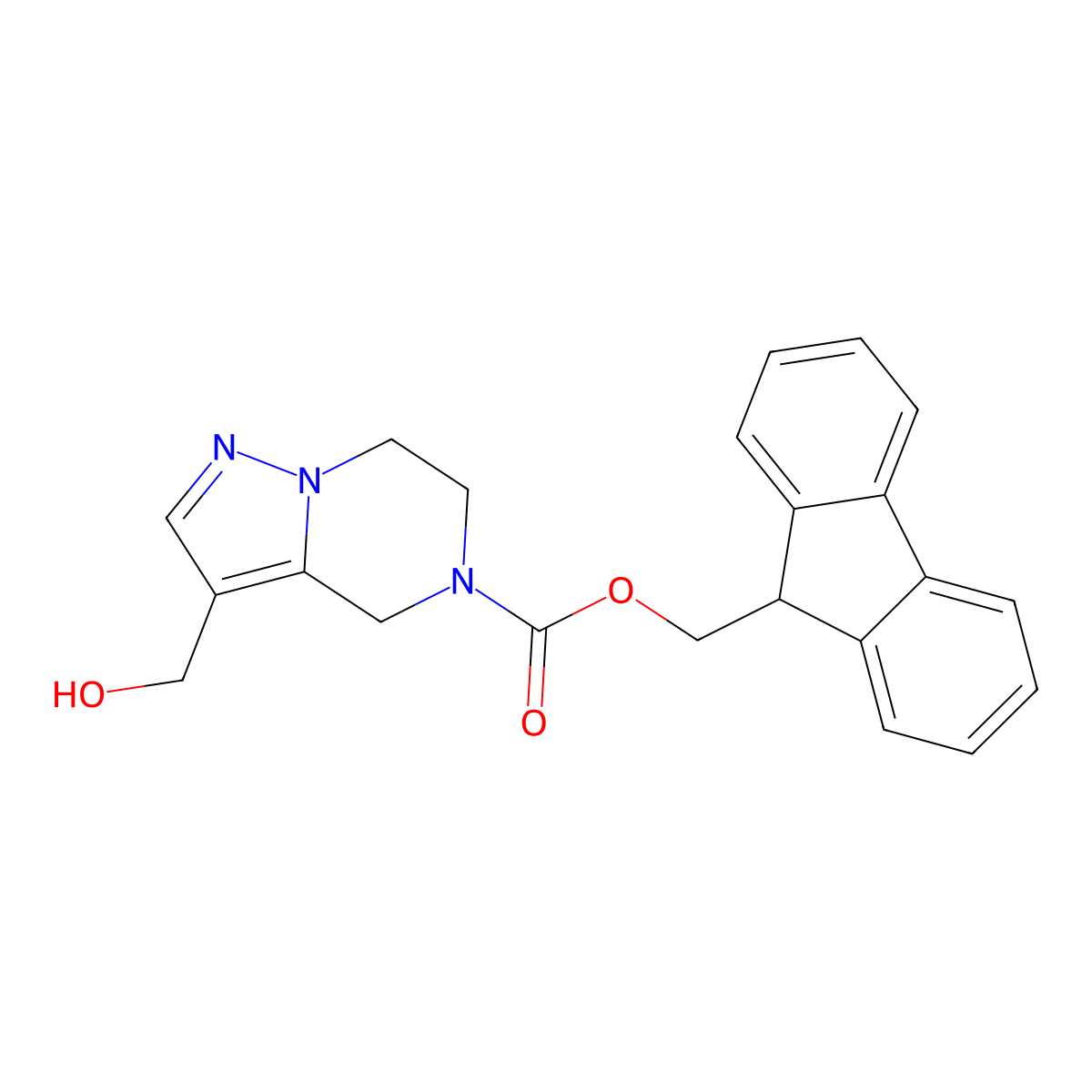 (9H-fluoren-9-yl)methyl 3-(hydroxymethyl)-4H,5H,6H,7H-pyrazolo[1,5-a]pyrazine-5-carboxylate molecular structure, CAS 2764015-36-1