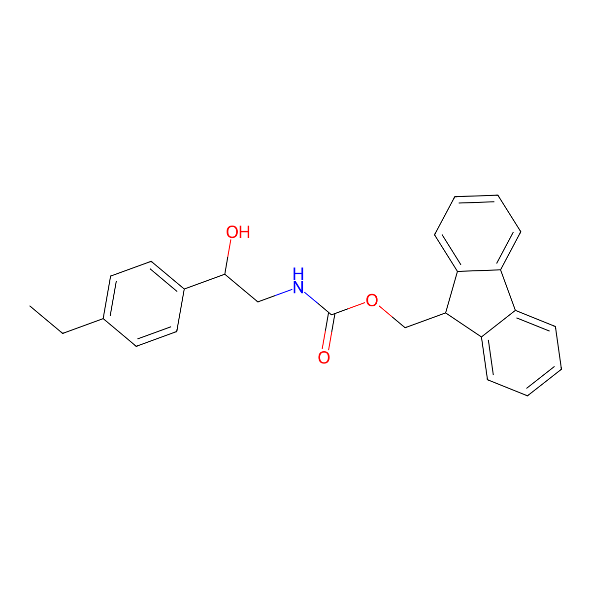 (9H-fluoren-9-yl)methyl N-[2-(4-ethylphenyl)-2-hydroxyethyl]carbamate molecular structure, CAS 2764015-38-3
