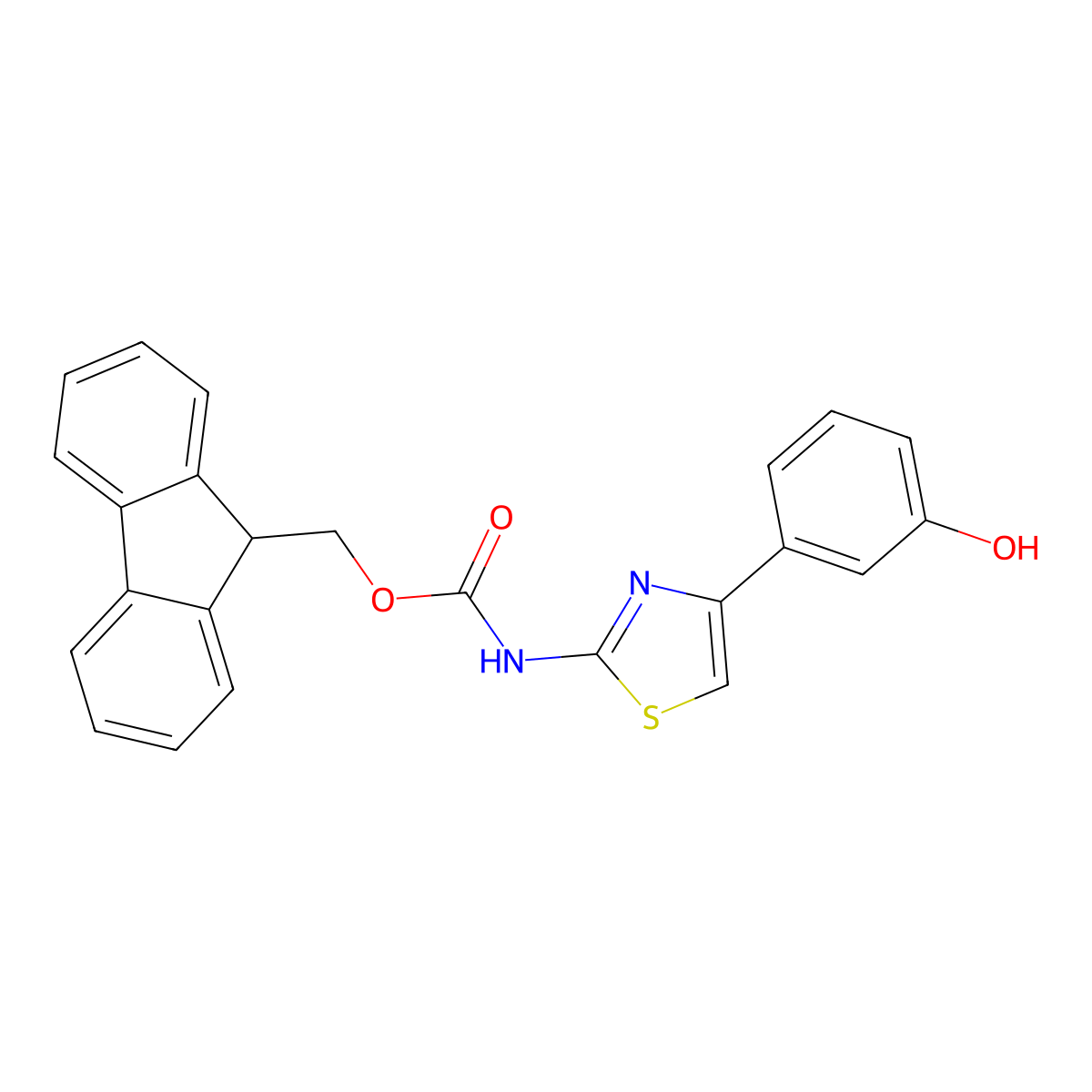(9H-fluoren-9-yl)methyl N-[4-(3-hydroxyphenyl)-1,3-thiazol-2-yl]carbamate molecular structure, CAS 2764015-45-2