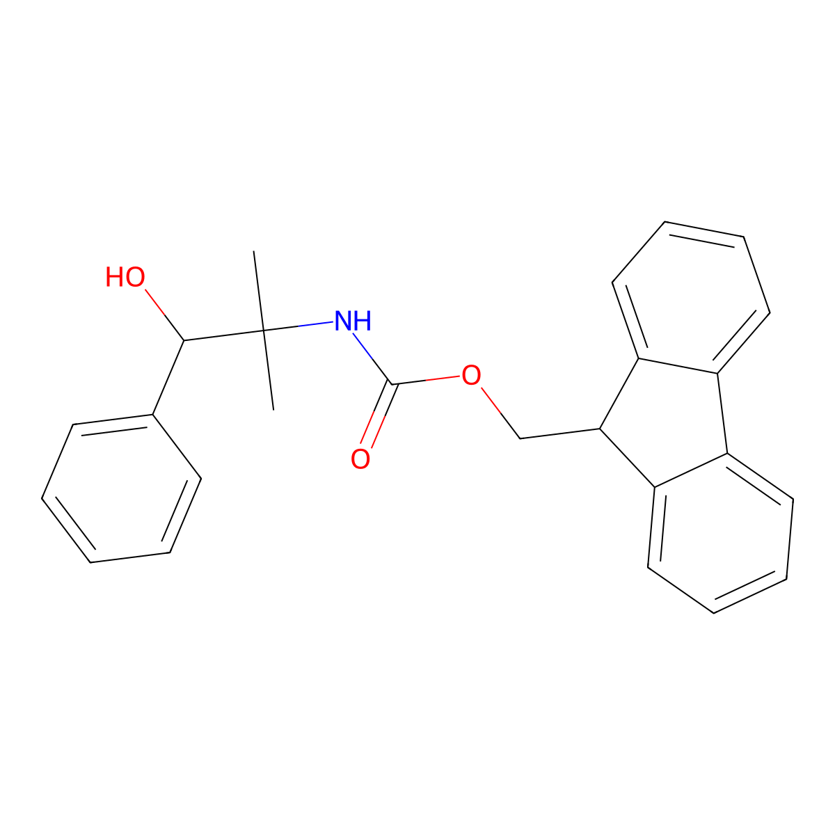 (9H-fluoren-9-yl)methyl N-(1-hydroxy-2-methyl-1-phenylpropan-2-yl)carbamate molecular structure, CAS 2764015-48-5