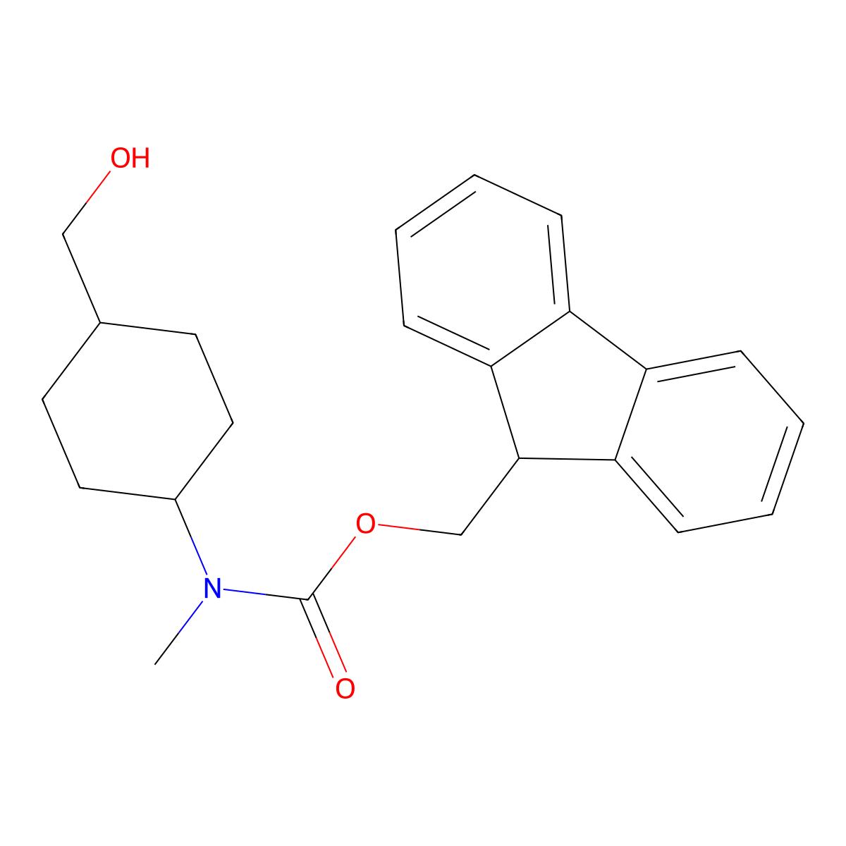 (9H-fluoren-9-yl)methyl N-[4-(hydroxymethyl)cyclohexyl]-N-methylcarbamate molecular structure, CAS 2764015-49-6