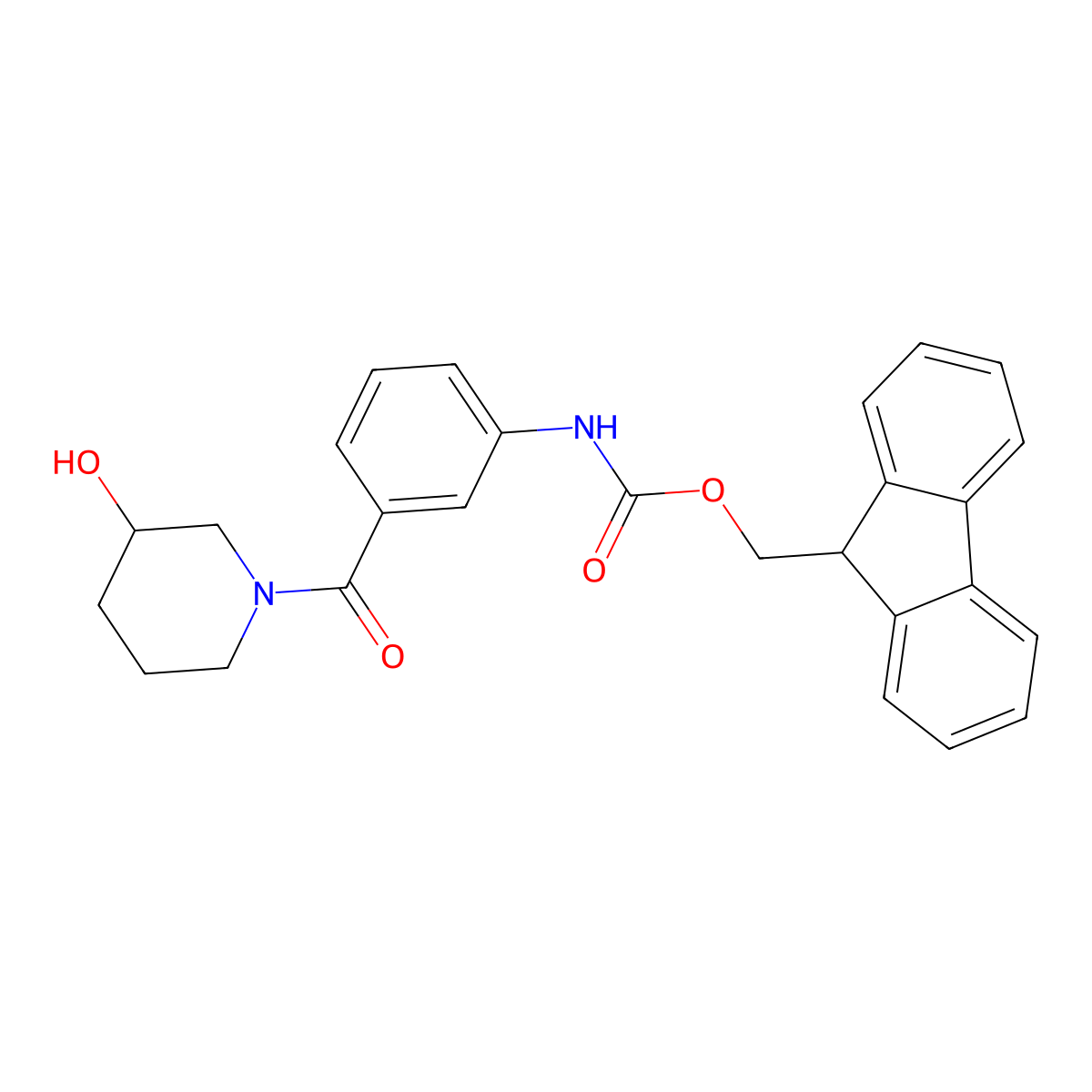 (9H-fluoren-9-yl)methyl N-[3-(3-hydroxypiperidine-1-carbonyl)phenyl]carbamate molecular structure, CAS 2764015-51-0