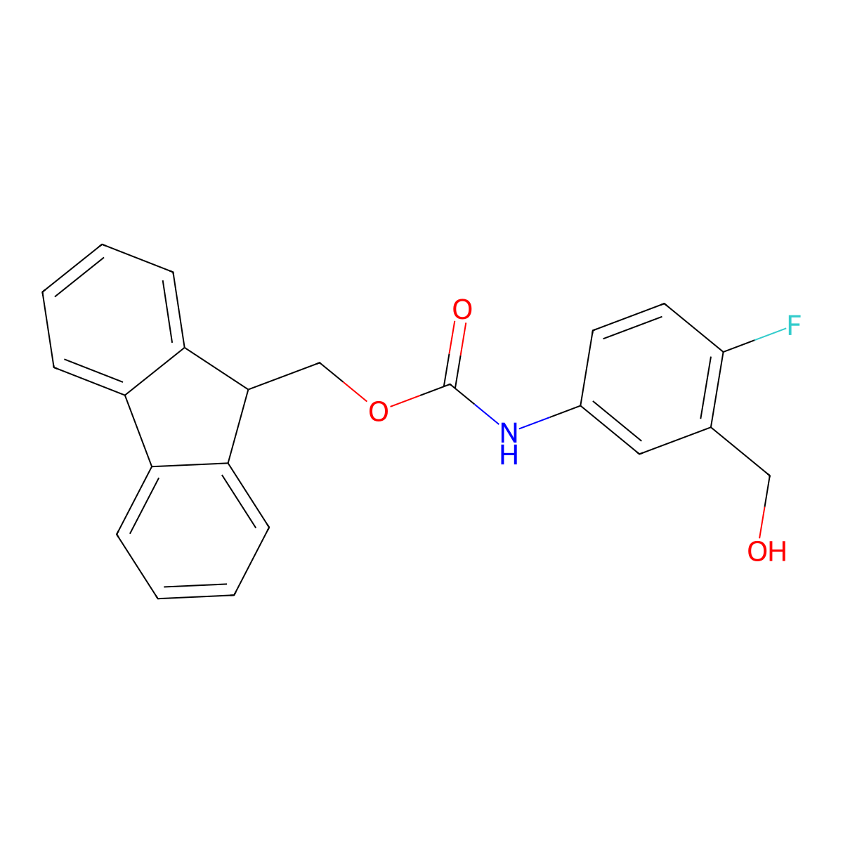 (9H-fluoren-9-yl)methyl N-[4-fluoro-3-(hydroxymethyl)phenyl]carbamate molecular structure, CAS 2764015-58-7