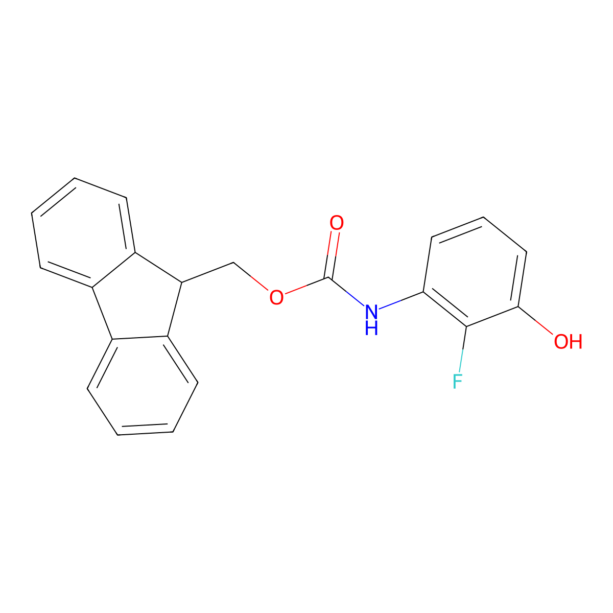 (9H-fluoren-9-yl)methyl N-(2-fluoro-3-hydroxyphenyl)carbamate molecular structure, CAS 2764015-60-1