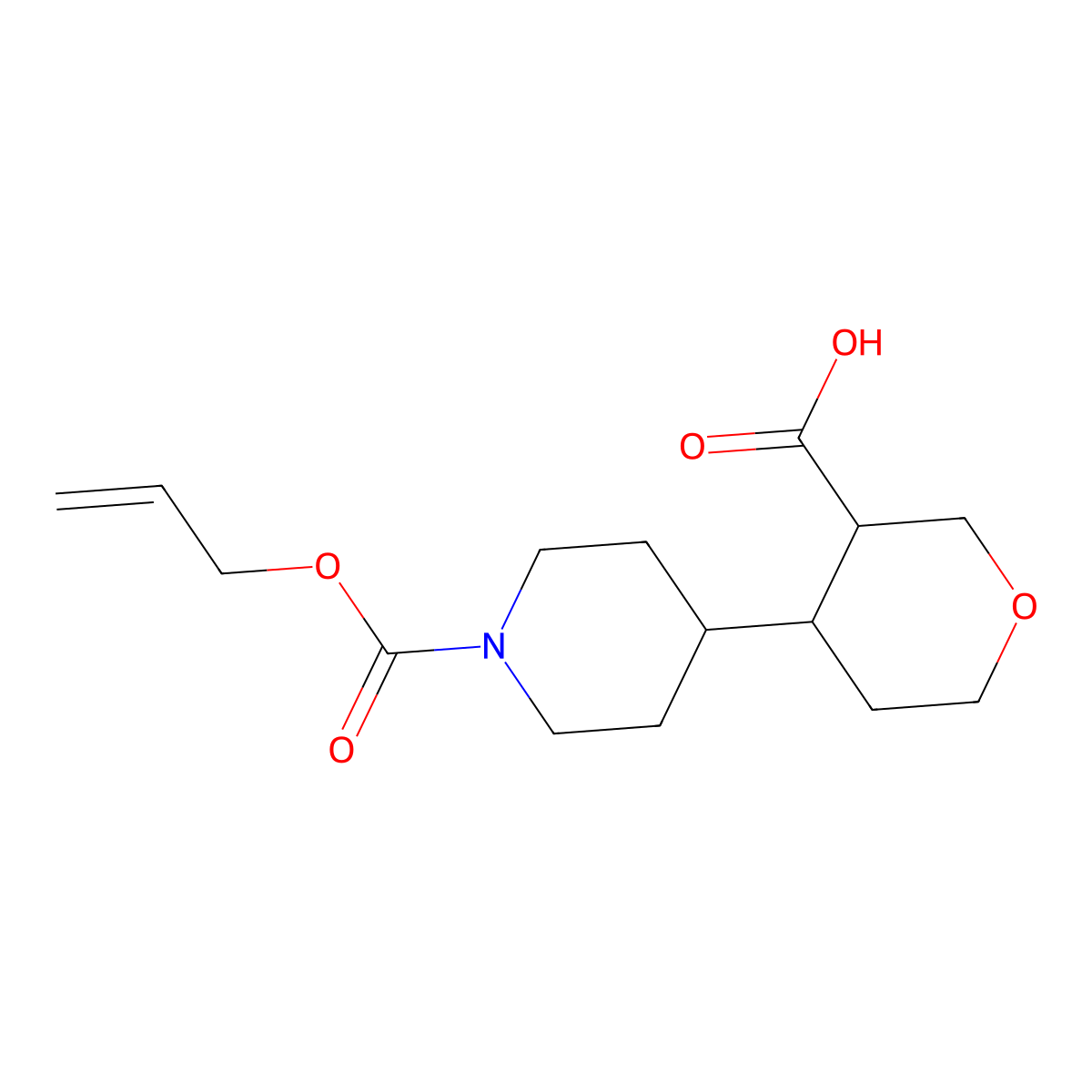 4-{1-[(Prop-2-en-1-yloxy)carbonyl]piperidin-4-yl}oxane-3-carboxylic acid molecular structure, CAS 2764015-68-9
