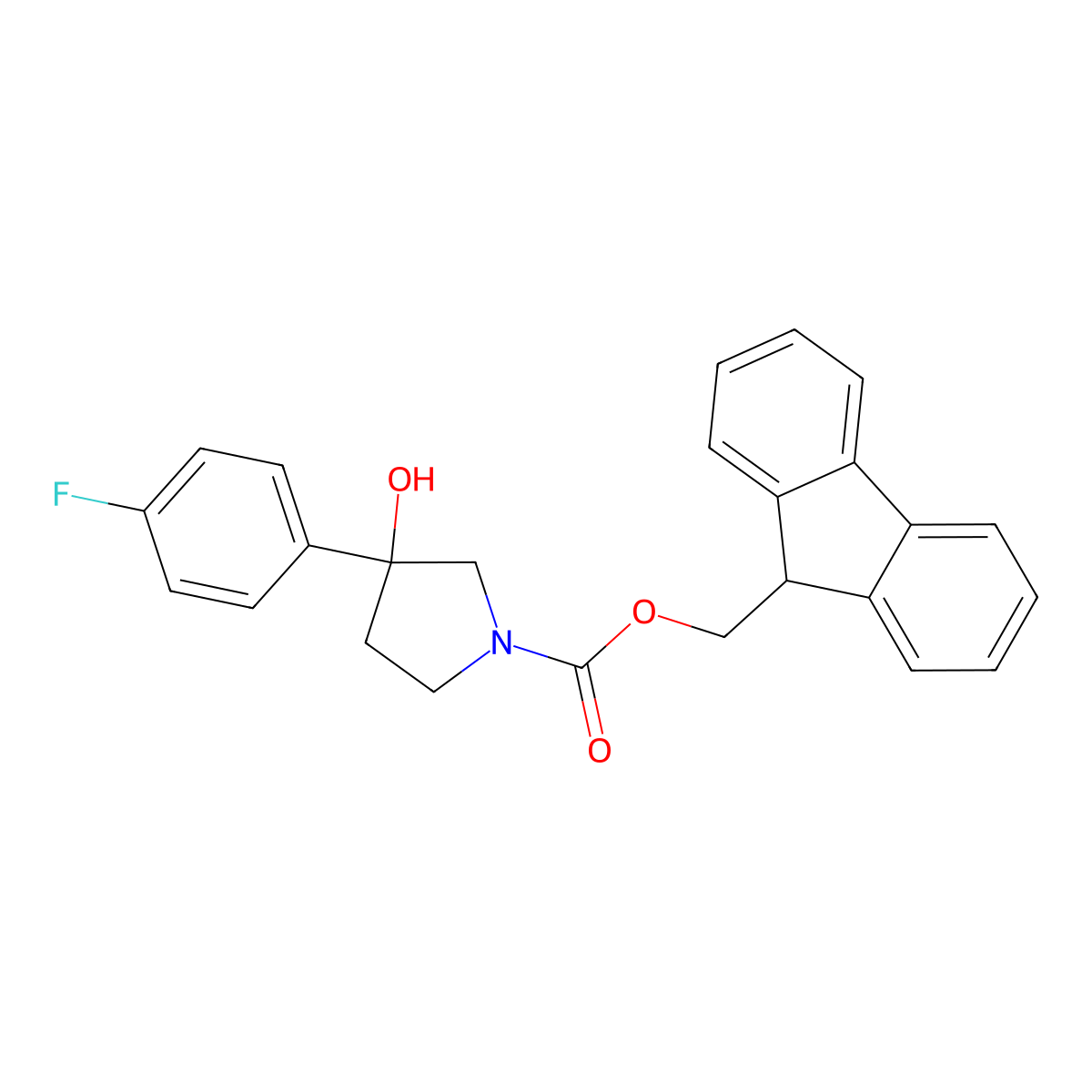 (9H-fluoren-9-yl)methyl 3-(4-fluorophenyl)-3-hydroxypyrrolidine-1-carboxylate molecular structure, CAS 2764015-76-9