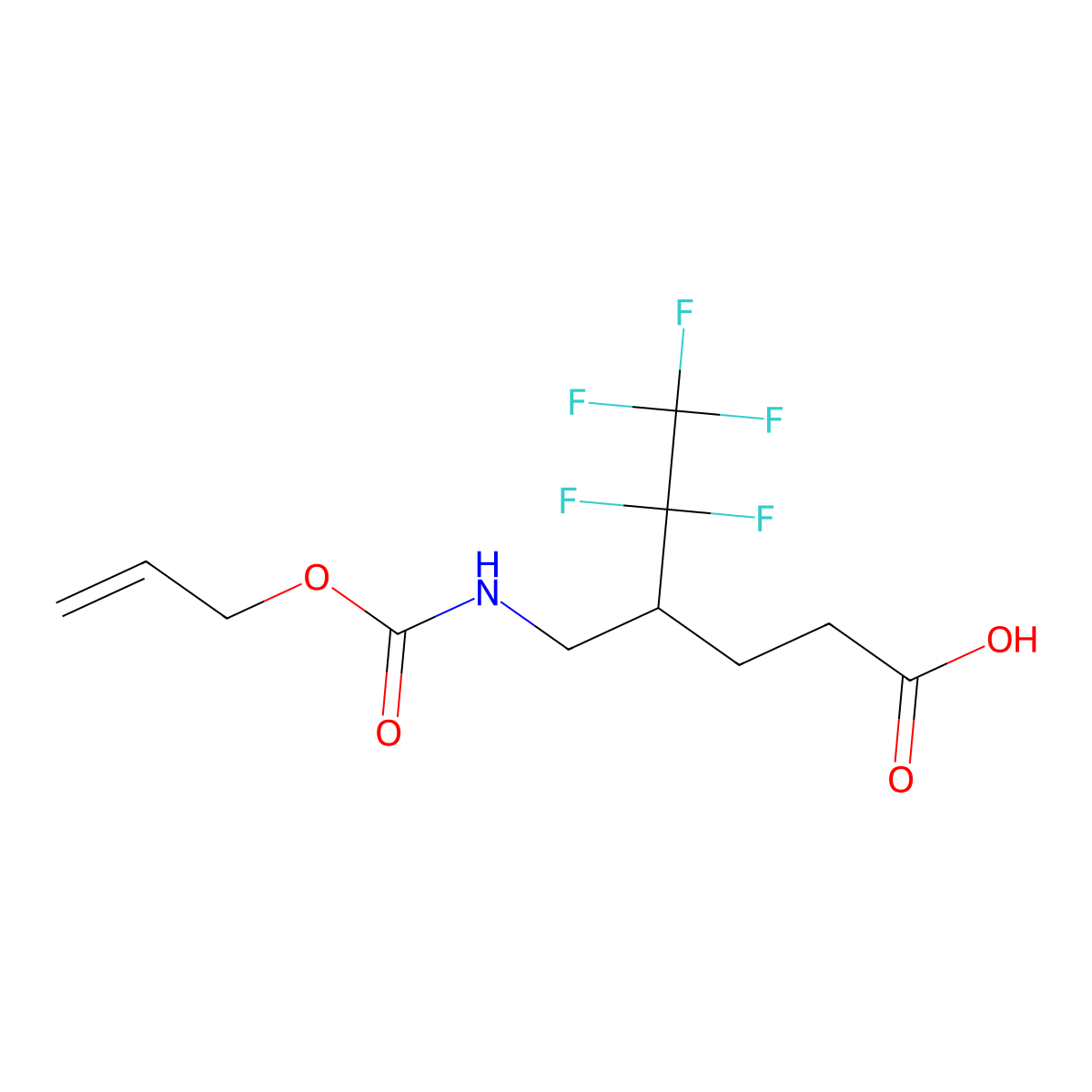 5,5,6,6,6-Pentafluoro-4-({[(prop-2-en-1-yloxy)carbonyl]amino}methyl)hexanoic acid molecular structure, CAS 2764015-78-1