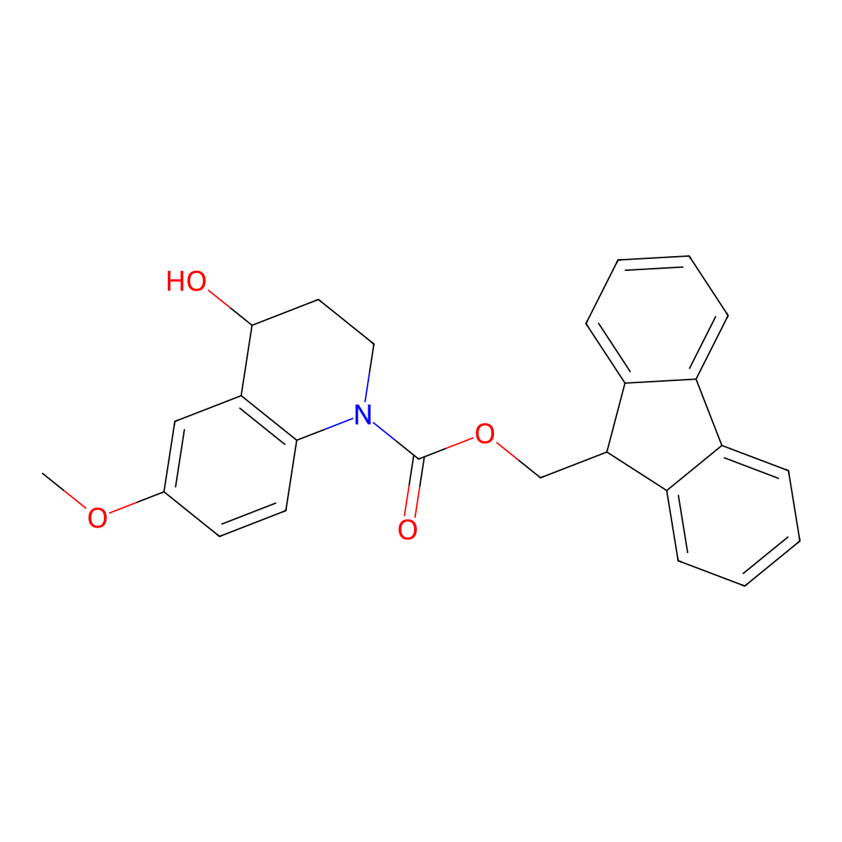 (9H-fluoren-9-yl)methyl 4-hydroxy-6-methoxy-1,2,3,4-tetrahydroquinoline-1-carboxylate molecular structure, CAS 2764015-80-5