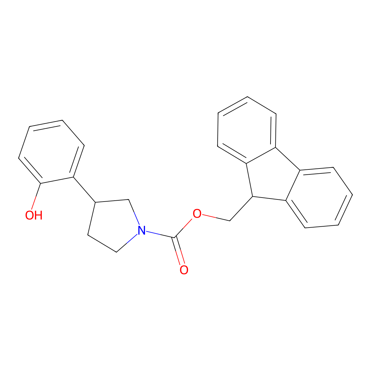 (9H-fluoren-9-yl)methyl 3-(2-hydroxyphenyl)pyrrolidine-1-carboxylate molecular structure, CAS 2764015-85-0