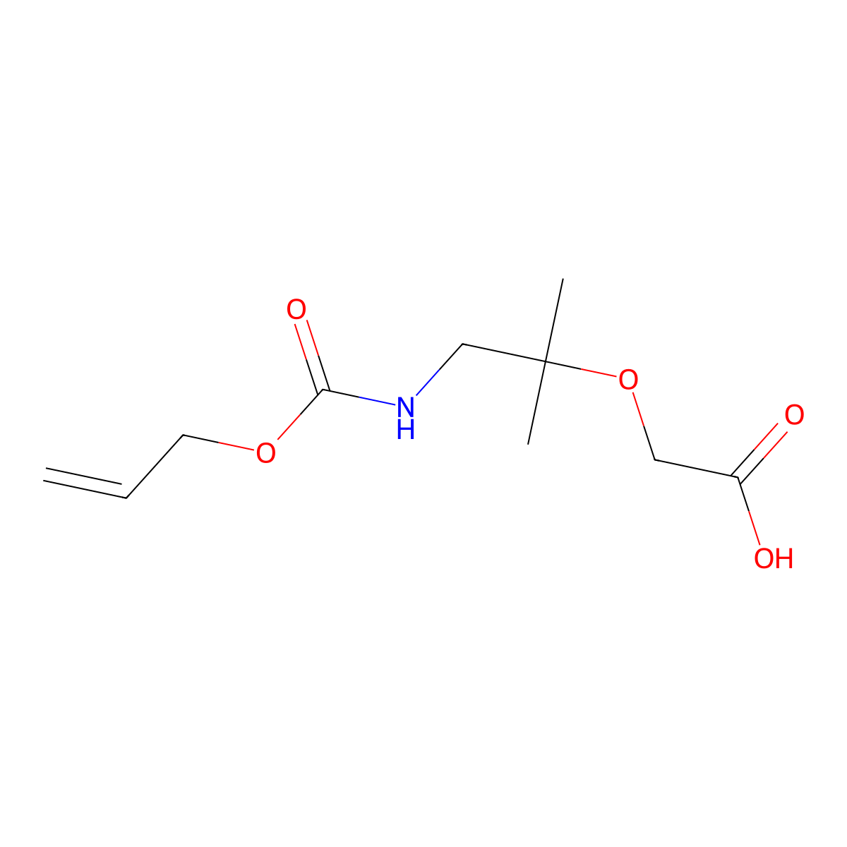 2-[(2-Methyl-1-{[(prop-2-en-1-yloxy)carbonyl]amino}propan-2-yl)oxy]acetic acid molecular structure, CAS 2764015-86-1