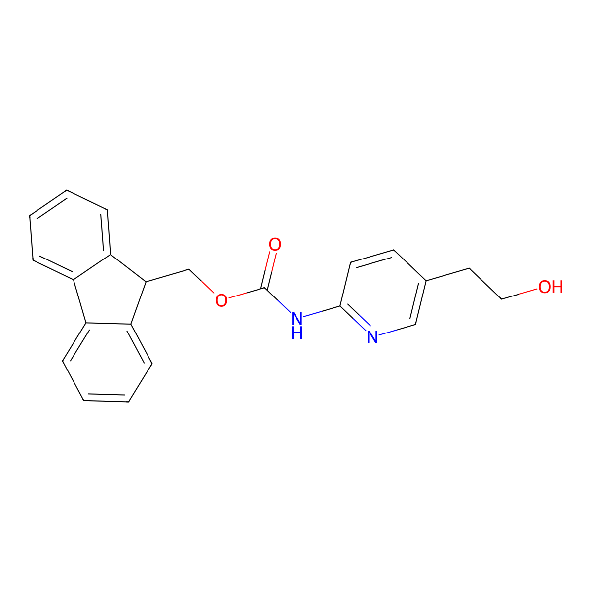 (9H-fluoren-9-yl)methyl N-[5-(2-hydroxyethyl)pyridin-2-yl]carbamate molecular structure, CAS 2764015-93-0