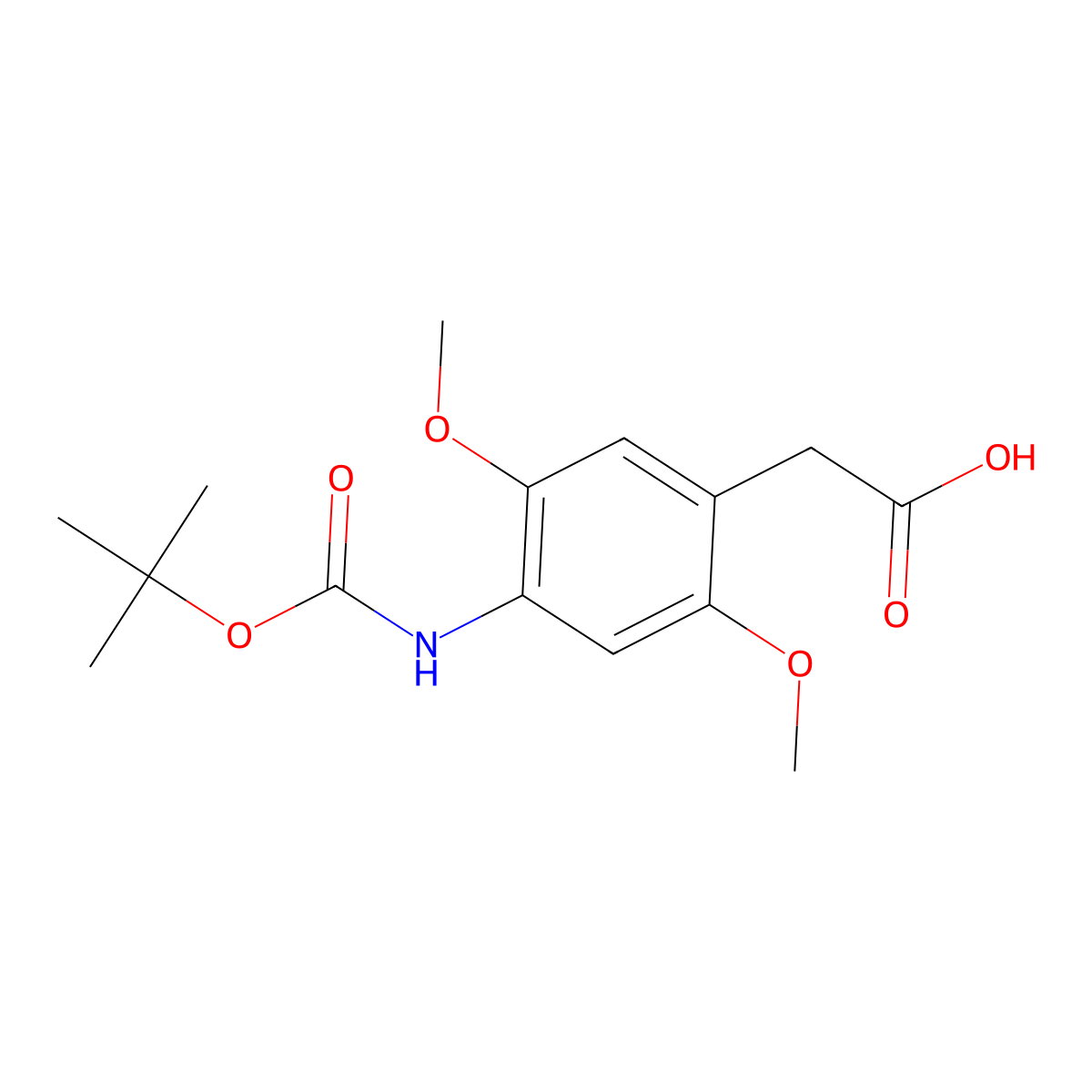 2-(4-{[(Tert-butoxy)carbonyl]amino}-2,5-dimethoxyphenyl)acetic acid molecular structure, CAS 2764016-09-1