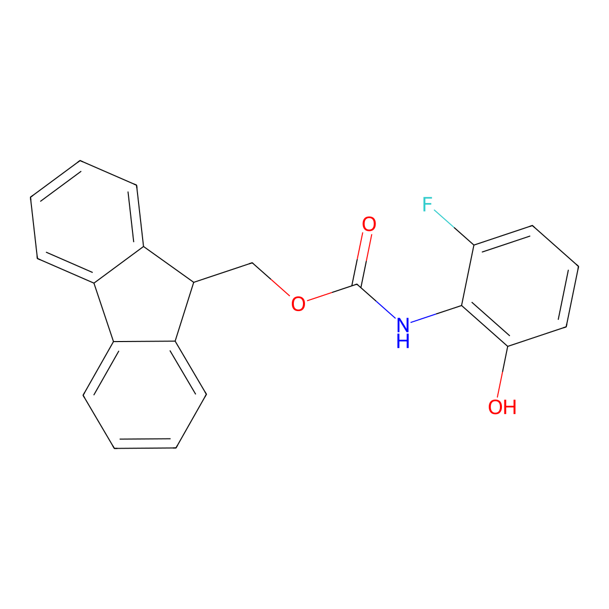 (9H-fluoren-9-yl)methyl N-(2-fluoro-6-hydroxyphenyl)carbamate molecular structure, CAS 2764016-11-5