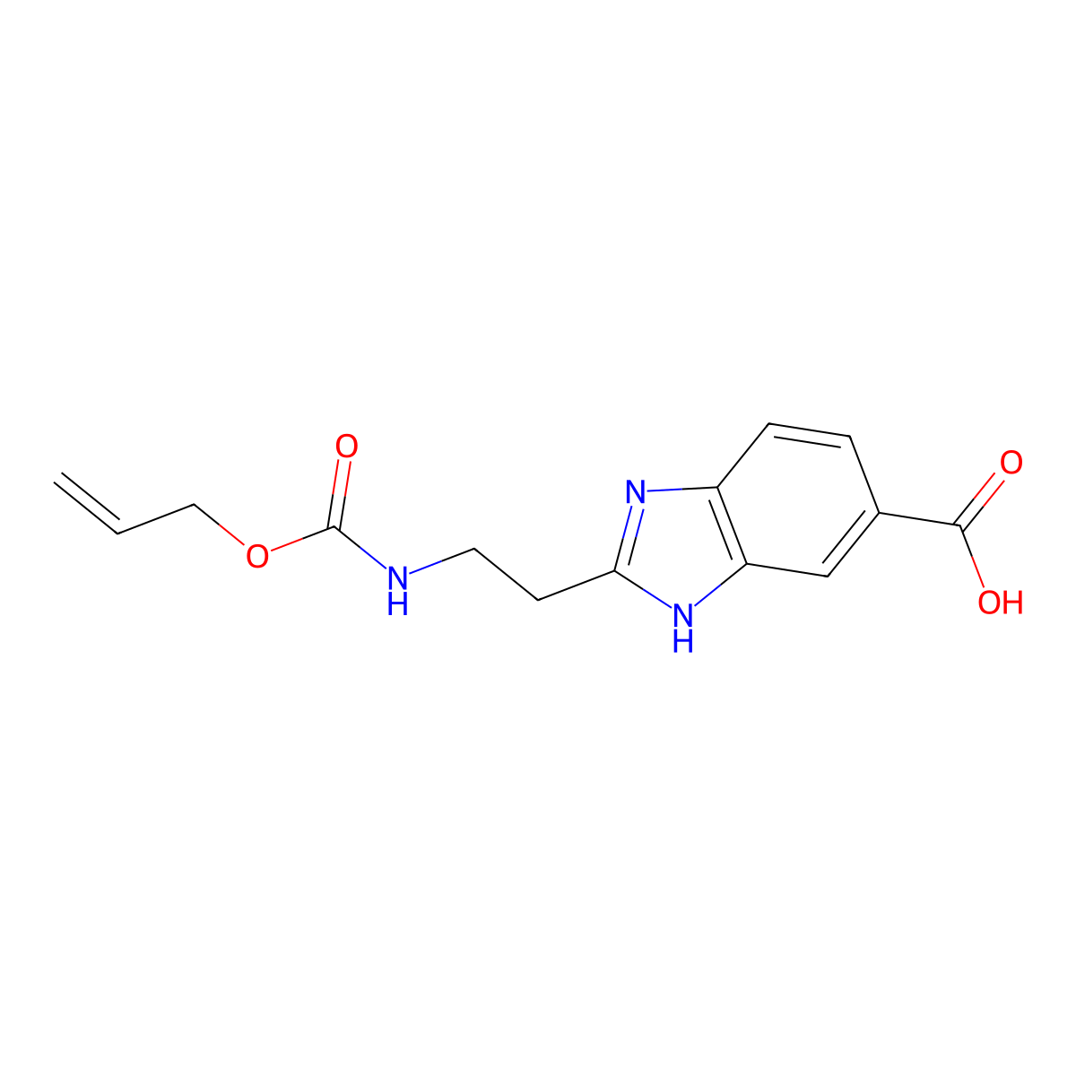 2-(2-{[(prop-2-en-1-yloxy)carbonyl]amino}ethyl)-1H-1,3-benzodiazole-5-carboxylic acid molecular structure, CAS 2764016-13-7