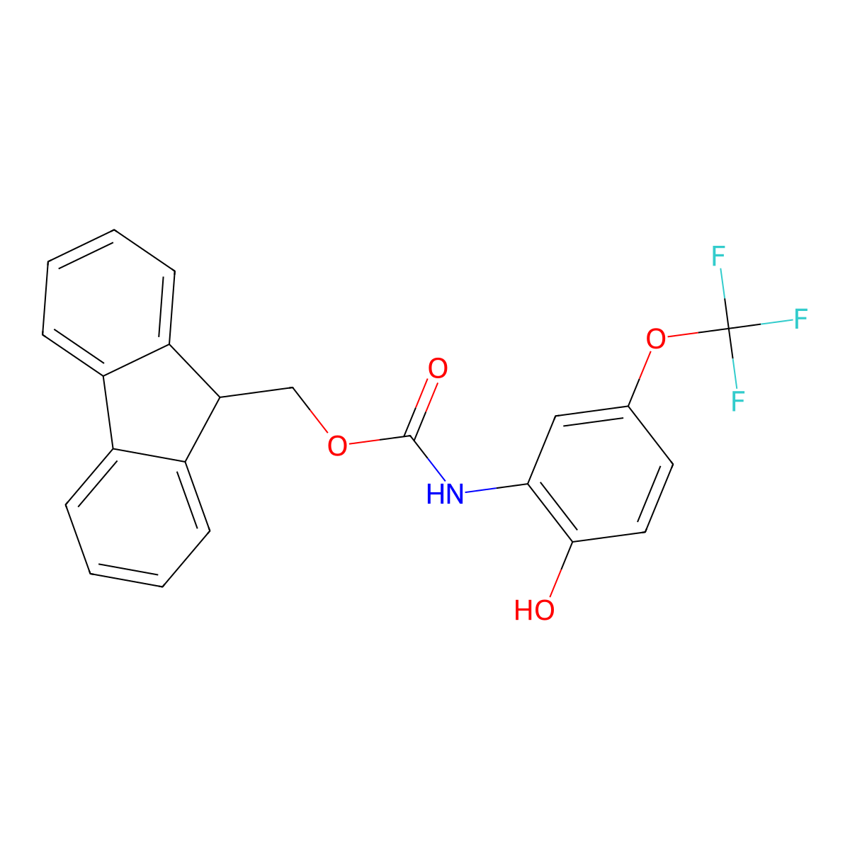 (9H-fluoren-9-yl)methyl N-[2-hydroxy-5-(trifluoromethoxy)phenyl]carbamate molecular structure, CAS 2764016-16-0