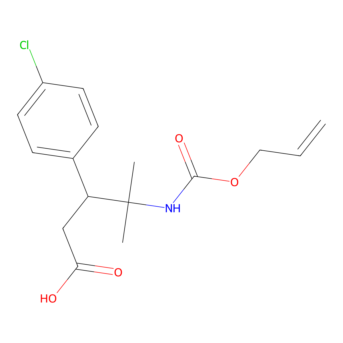 3-(4-Chlorophenyl)-4-methyl-4-{[(prop-2-en-1-yloxy)carbonyl]amino}pentanoic acid molecular structure, CAS 2764016-19-3