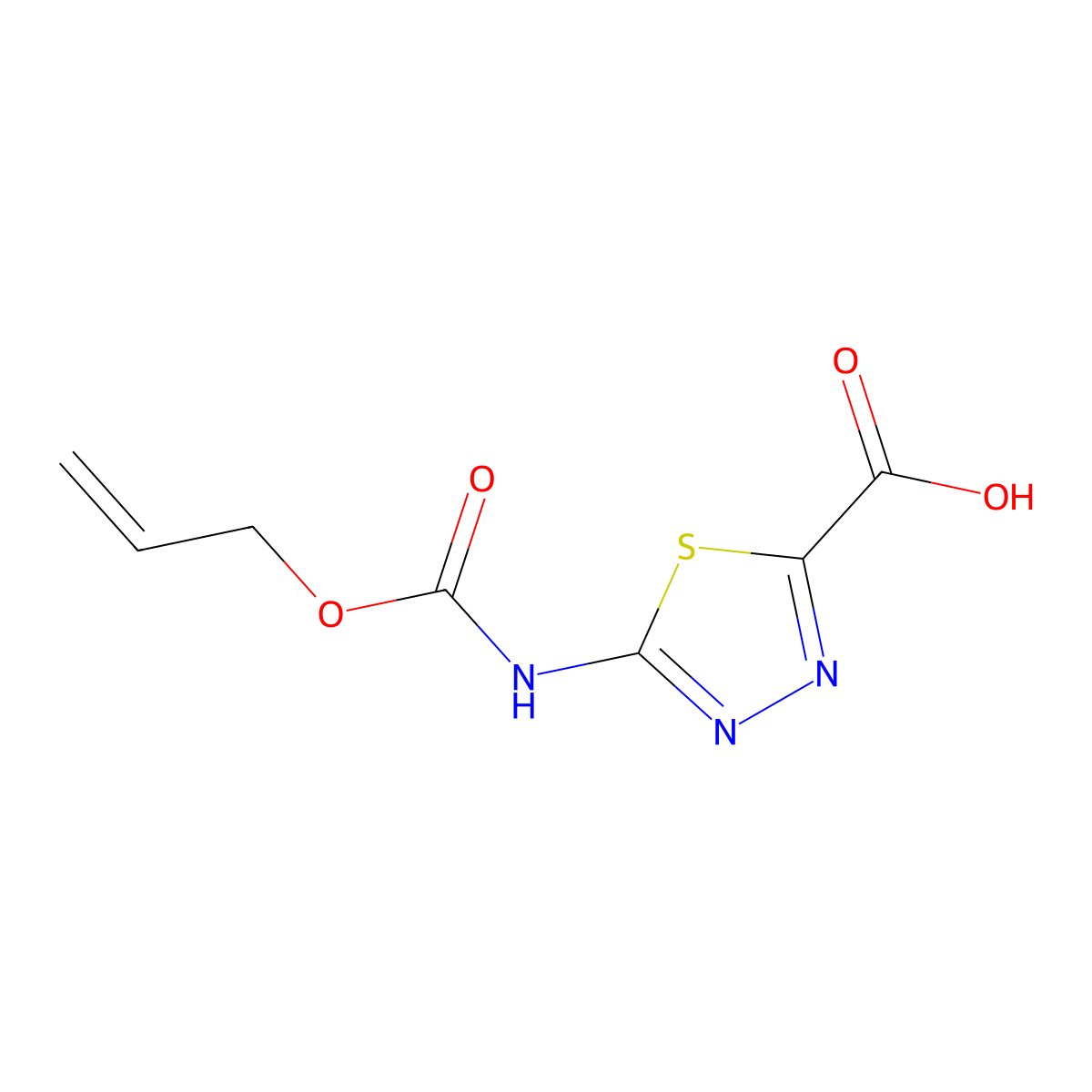 5-{[(Prop-2-en-1-yloxy)carbonyl]amino}-1,3,4-thiadiazole-2-carboxylic acid molecular structure, CAS 2764016-20-6
