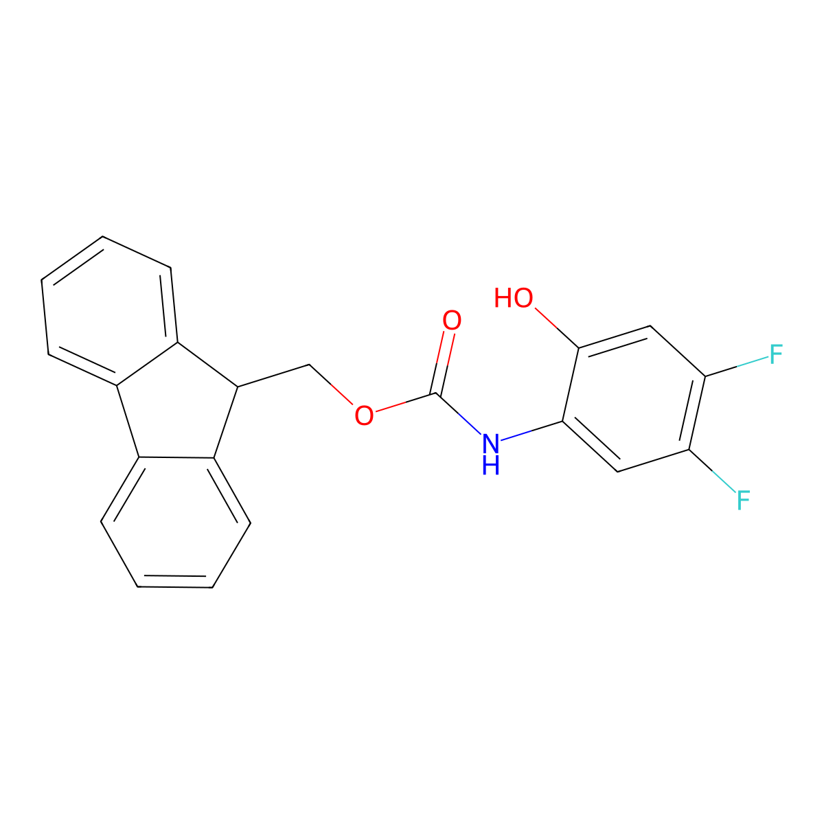 (9H-fluoren-9-yl)methyl N-(4,5-difluoro-2-hydroxyphenyl)carbamate molecular structure, CAS 2764016-25-1